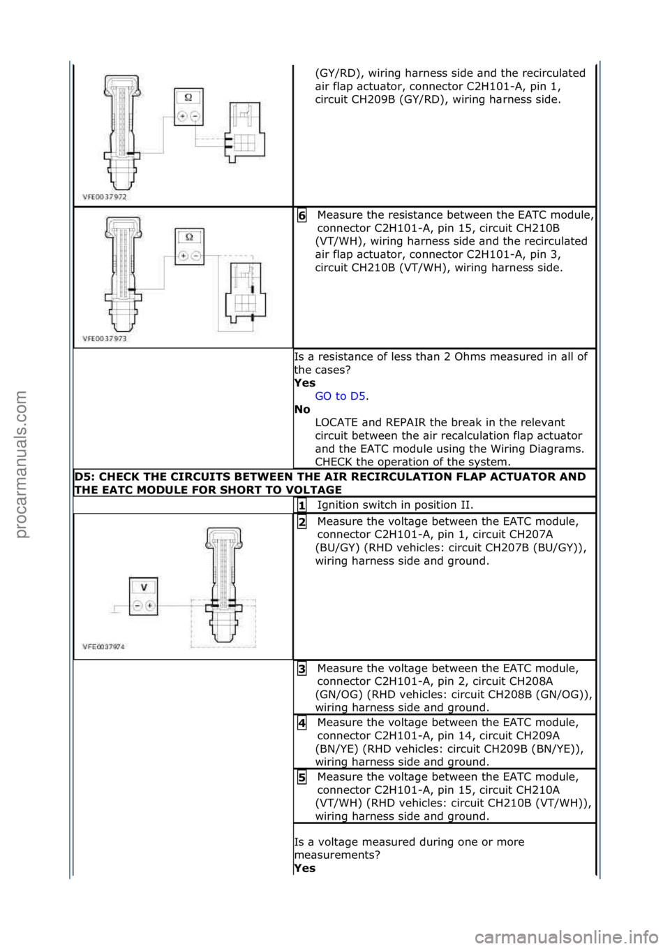 FORD GALAXY 2006  Service Repair Manual (GY/RD),\fwiring\fh\brness\fside\f\bnd\fthe\frecircul\bted\f
\bir\ffl\bp\f\bctu\btor,\fconnector\fC2H101-A,\fpin\f1,\f
circuit\fCH209B\f(GY/RD),\fwiring\fh\brness\fside.\f
Me\bsure\fthe\fresist\bnce\f