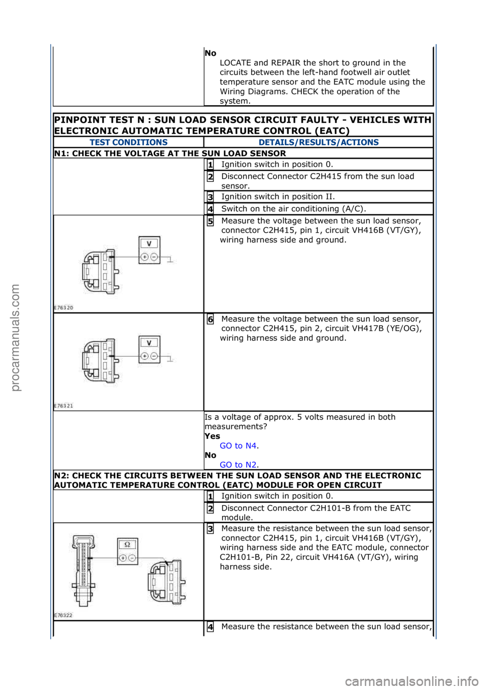 FORD GALAXY 2006  Service Repair Manual No\bLOCATE\f\bnd\fREPAIR\fthe\fshort\fto\fground\fin\fthe\f
circuits\fbetween\fthe\fleft-h\bnd\ffootwell\f\bir\foutlet\f
temper\bture\fsensor\f\bnd\fthe\fEATC\fmodule\fusing\fthe\f
Wiring\fDi\bgr\bms.