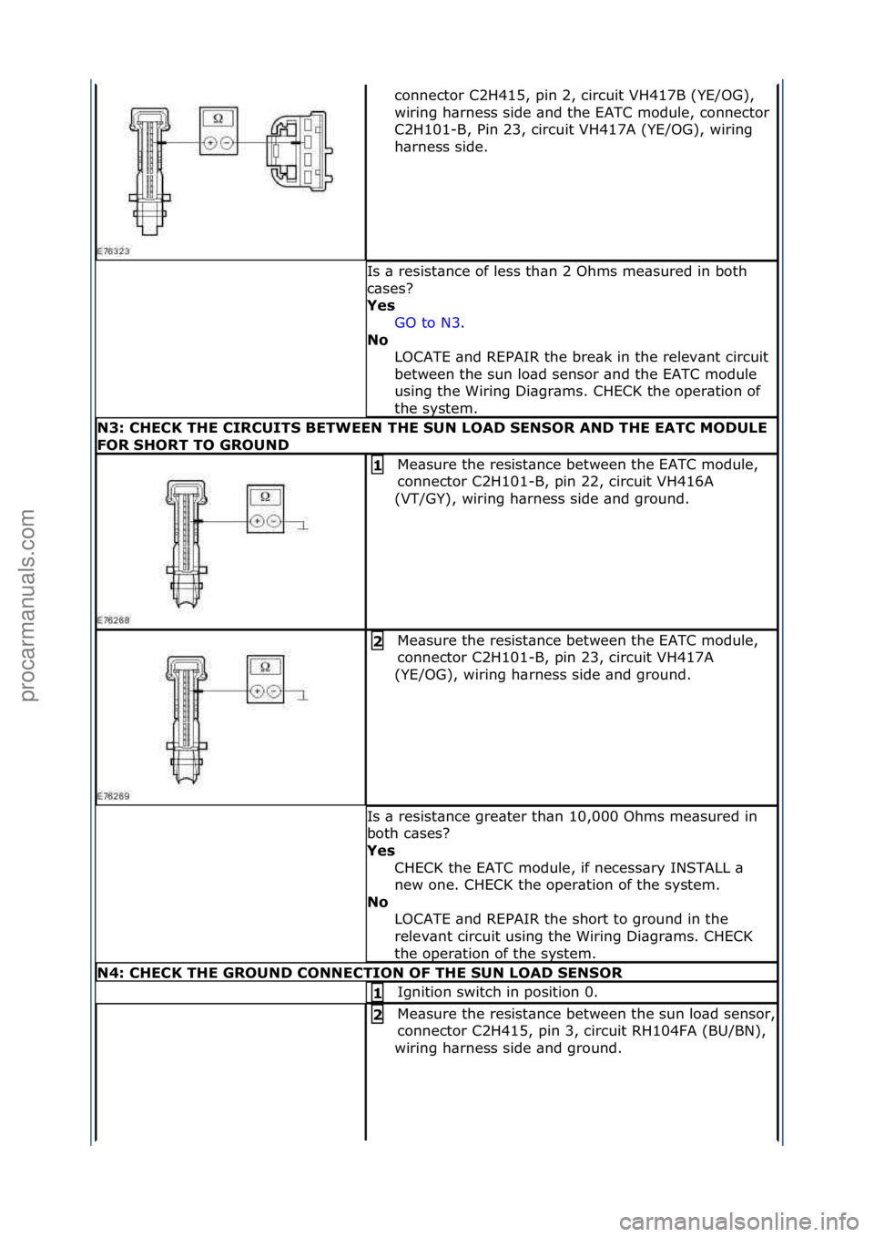 FORD GALAXY 2006  Service Repair Manual connector\fC2H415,\fpin\f2,\fcircuit\fVH417B\f(YE/OG),\f
wiring\fh\brness\fside\f\bnd\fthe\fEATC\fmodule,\fconnector\f
C2H101-B,\fPin\f23,\fcircuit\fVH417A\f(YE/OG),\fwiring\f
h\brness\fside.\f
Is\f\b