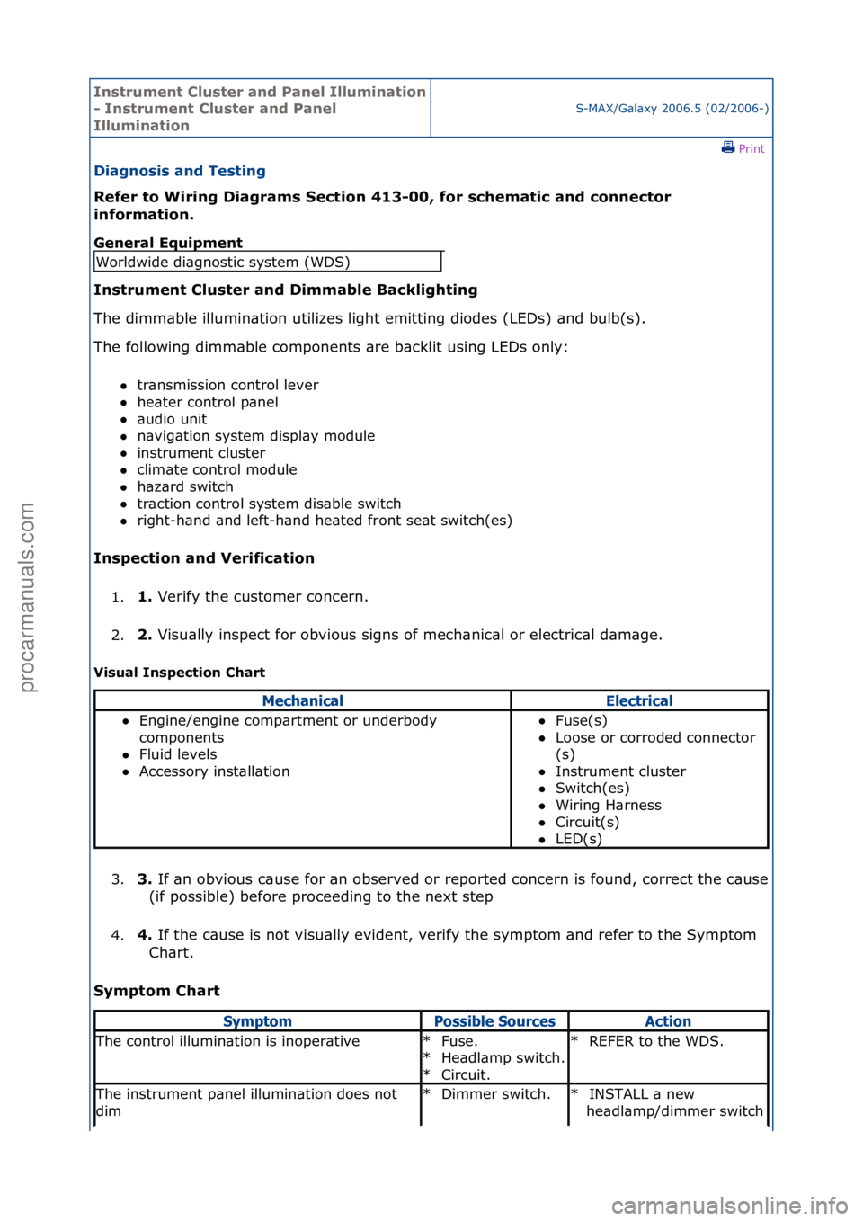 FORD GALAXY 2006  Service Repair Manual Instrum\bnt Clust\br \fnd P\fn\bl Illumin\ftion 
- Instrum\bnt Clust\br \fnd P\fn\bl 
Illumin\ftionS-MAX/G\bl\bxy\f2006.5\f(02/2006-)\fPrint \f
Di\fgnosis \fnd T\bsting 
R\bf\br to Wiring Di\fgr\fms S