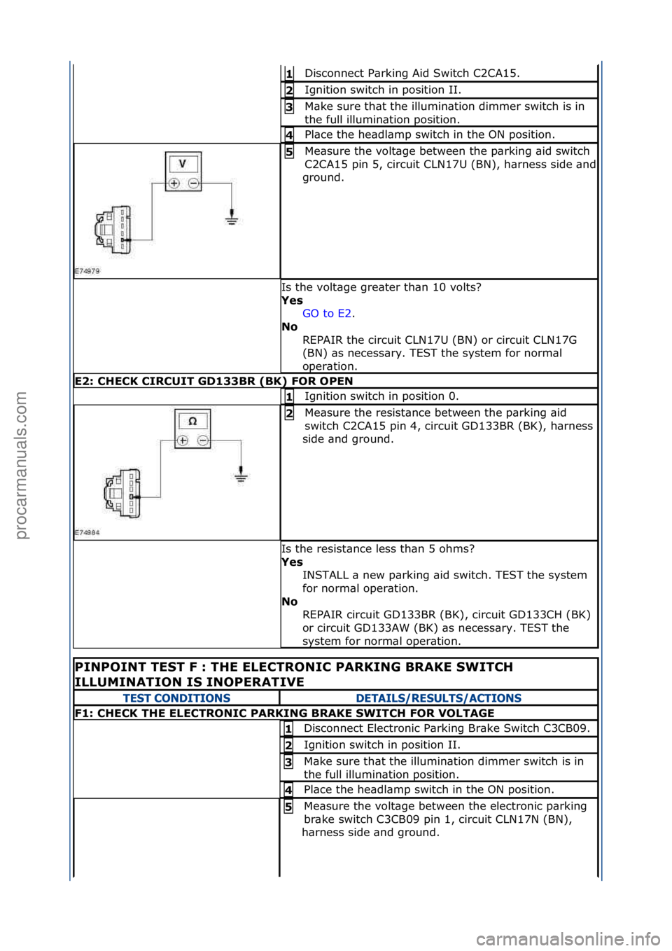 FORD GALAXY 2006  Service Repair Manual Disconnect\fP\brking\fAid\fSwitch\fC2CA15.\f1 
Ignition\fswitch\fin\fposition\fII.\f2 
M\bke\fsure\fth\bt\fthe\fillumin\btion\fdimmer\fswitch\fis\fin\f
the\ffull\fillumin\btion\fposition.\f3 
Pl\bce\f