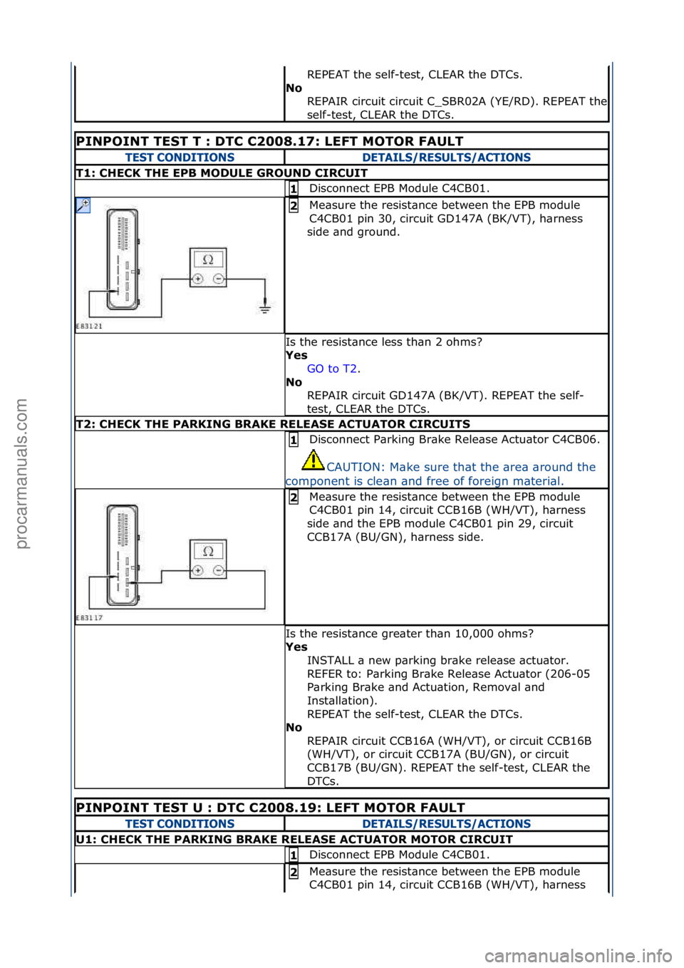 FORD GALAXY 2006  Service Repair Manual REPEAT\fthe\fself-test,\fCLEAR\fthe\fDTCs.\f
No\b
REPAIR\fcircuit\fcircuit\fC_SBR02A\f(YE/RD).\fREPEAT\fthe\f
self-test,\fCLEAR\fthe\fDTCs.\f
PINPOINT\bTEST\bT\b:\bDTC\bC2008.17:\bLEFT\bMOTOR\bF\fULT\