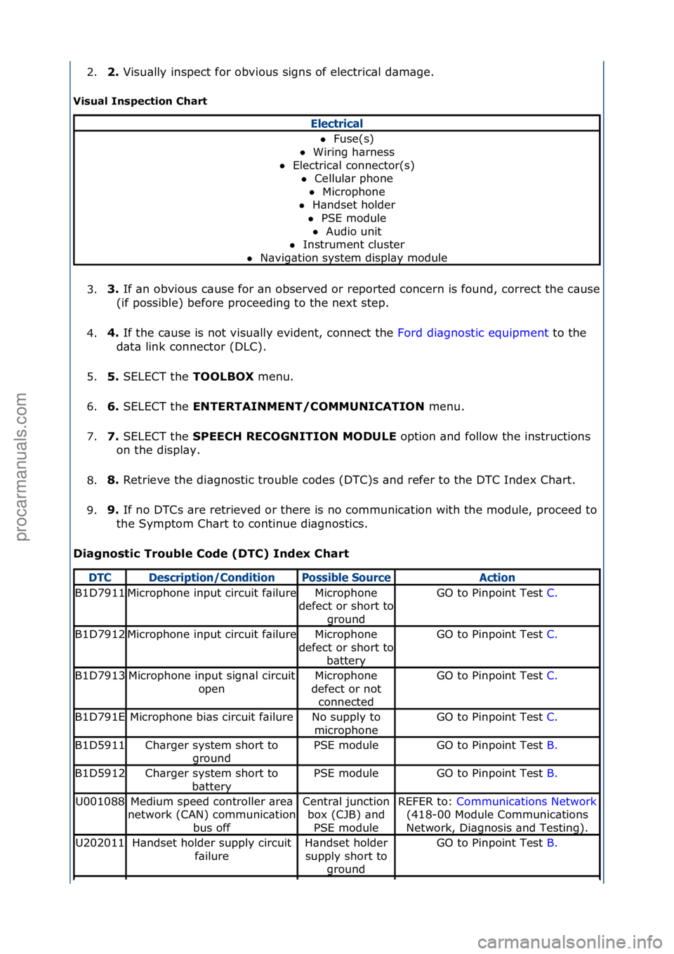 FORD GALAXY 2006 Service Repair Manual 2.2.
Visu\blly\finspect\ffor\fobvious\fsigns\fof\felectric\bl\fd\bm\bge.\f
V
isual Inspec\bion Char\b
3. 3.
If\f\bn\fobvious\fc\buse\ffor\f\bn\fobserved\for\freported\fconcern\fis\ffound,\fcorrect\ FORD GALAXY 2006 Service Repair Manual 2.2.
Visu\blly\finspect\ffor\fobvious\fsigns\fof\felectric\bl\fd\bm\bge.\f
V
isual Inspec\bion Char\b
3. 3.
If\f\bn\fobvious\fc\buse\ffor\f\bn\fobserved\for\freported\fconcern\fis\ffound,\fcorrect\