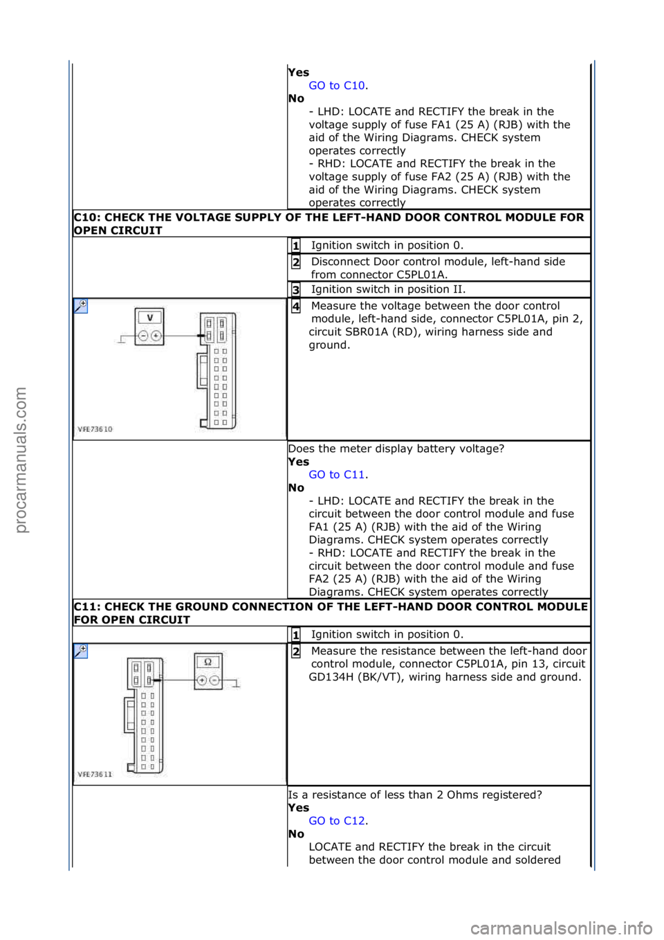 FORD GALAXY 2006  Service Repair Manual Yes\bGO\fto\fC10 .\f\f
No\b -

\fLHD:\fLOCATE\f\bnd\fRECTIFY\fthe\fbre\bk\fin\fthe\f
volt\bge\fsupply\fof\ffuse\fFA1\f(25\fA)\f(RJB)\fwith\fthe\f
\bid\fof\fthe\fWiring\fDi\bgr\bms.\fCHECK\fsystem\f
op