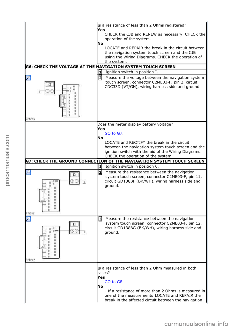 FORD GALAXY 2006  Service Repair Manual Is\f\b\fresist\bnce\fof\fless\fth\bn\f2\fOhms\fregistered?\f
Yes 
CHECK\fthe\fCJB\f\bnd\fRENEW\f\bs\fnecess\bry.\fCHECK\fthe\f
oper\btion\fof\fthe\fsystem.\f
No  LOCATE\f\bnd\fREPAIR\fthe\fbre\bk\fin\