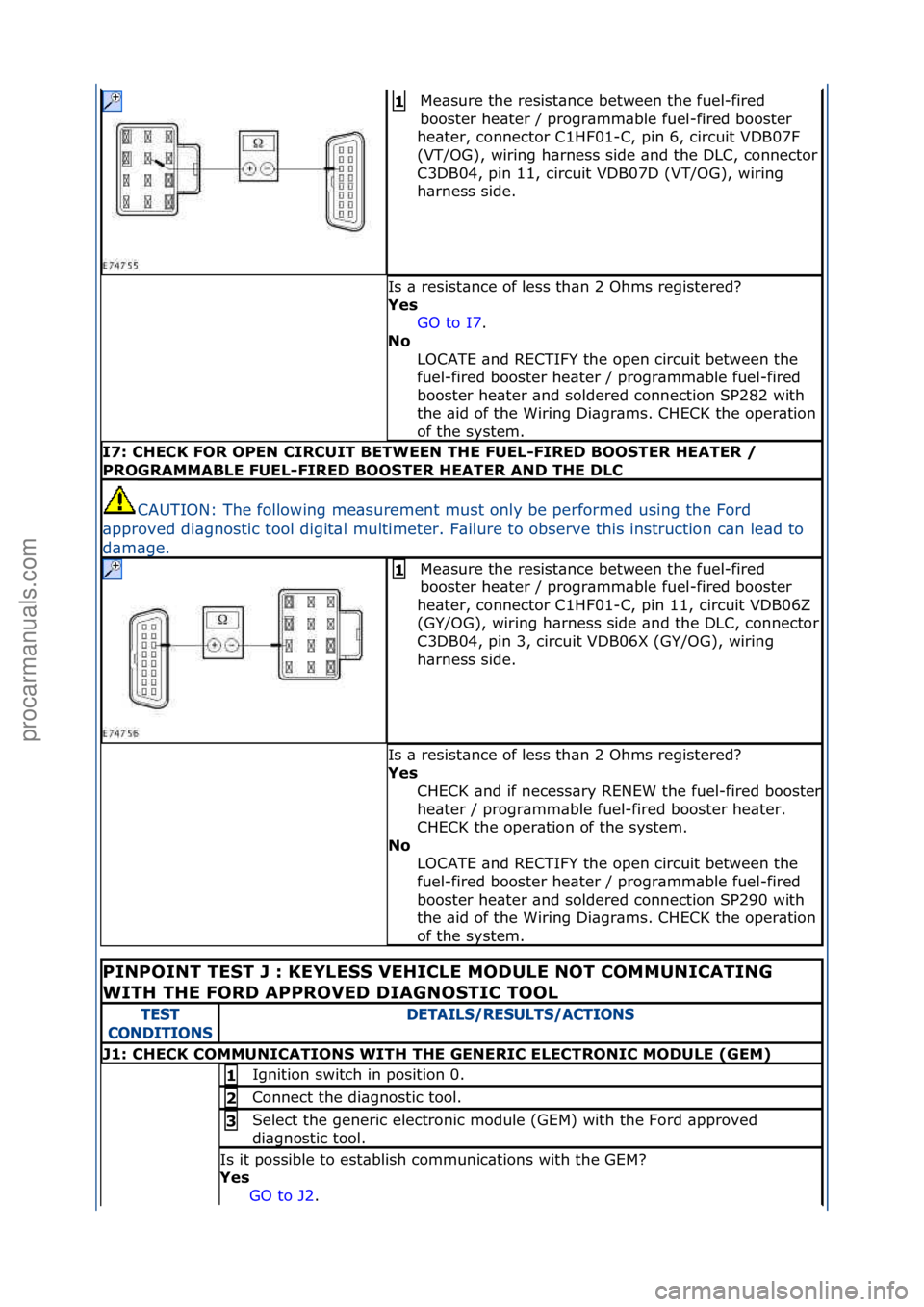 FORD GALAXY 2006  Service Repair Manual Me\bsure\fthe\fresist\bnce\fbetween\fthe\ffuel-fired\f
booster\fhe\bter\f/\fprogr\bmm\bble\ffuel-fired\fbooster\f
he\bter,\fconnector\fC1HF01-C,\fpin\f6,\fcircuit\fVDB07F\f
(VT/OG),\fwiring\fh\brness\