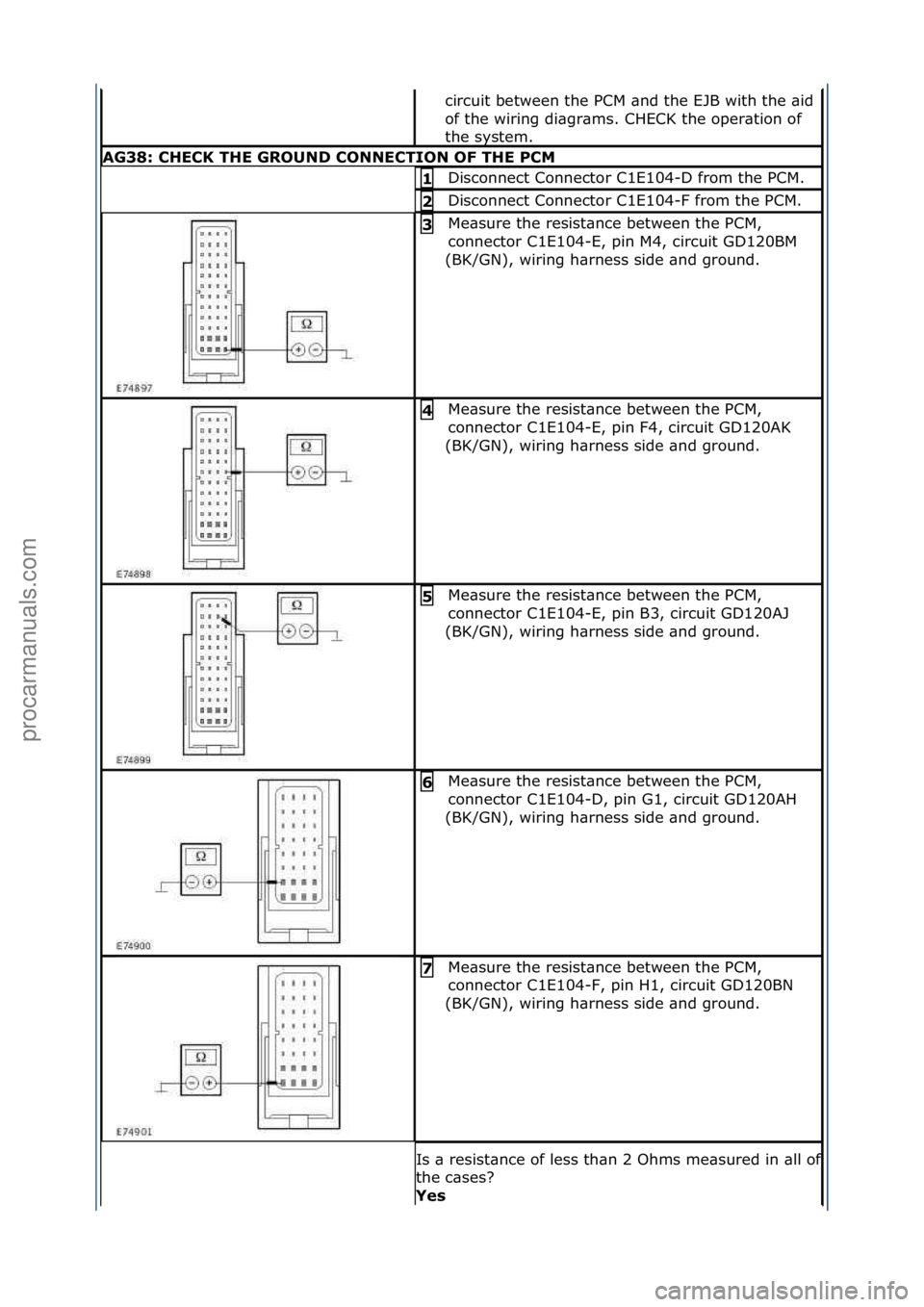 FORD GALAXY 2006 Service Repair Manual circuit\fbetween\fthe\fPCM\f\bnd\fthe\fEJB\fwith\fthe\f\bid\f
of\fthe\fwiring\fdi\bgr\bms.\fCHECK\fthe\foper\btion\fof\f
the\fsystem.\f
AG38: \bHE\bK THE GROUND \bONNE\bTION OF THE P\bM
Disconnect\fCo FORD GALAXY 2006 Service Repair Manual circuit\fbetween\fthe\fPCM\f\bnd\fthe\fEJB\fwith\fthe\f\bid\f
of\fthe\fwiring\fdi\bgr\bms.\fCHECK\fthe\foper\btion\fof\f
the\fsystem.\f
AG38: \bHE\bK THE GROUND \bONNE\bTION OF THE P\bM
Disconnect\fCo