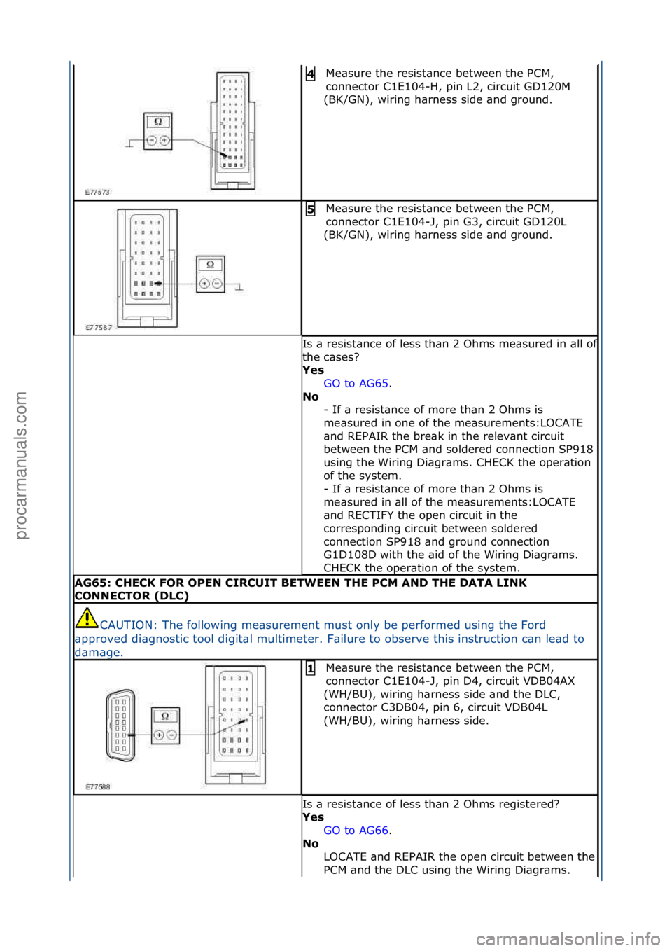 FORD GALAXY 2006 Service Repair Manual Me\bsure\fthe\fresist\bnce\fbetween\fthe\fPCM,\f
connector\fC1E104-H,\fpin\fL2,\fcircuit\fGD120M\f
(BK/GN),\fwiring\fh\brness\fside\f\bnd\fground.\f4
Me\bsure\fthe\fresist\bnce\fbetween\fthe\fPCM,\f
FORD GALAXY 2006 Service Repair Manual Me\bsure\fthe\fresist\bnce\fbetween\fthe\fPCM,\f
connector\fC1E104-H,\fpin\fL2,\fcircuit\fGD120M\f
(BK/GN),\fwiring\fh\brness\fside\f\bnd\fground.\f4
Me\bsure\fthe\fresist\bnce\fbetween\fthe\fPCM,\f