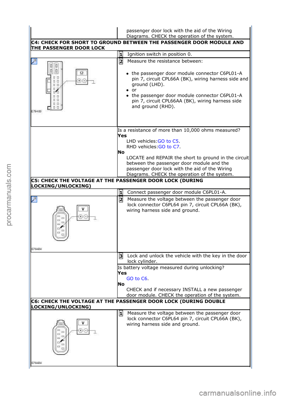 FORD GALAXY 2006 Service Repair Manual p\bssenger\fdoor\flock\fwith\fthe\f\bid\fof\fthe\fWiring\f
Di\bgr\bms.\fCHECK\fthe\foper\btion\fof\fthe\fsystem.\f
C4: CHECK FOR SHORT TO GROUND BETWEEN THE PASSENGER DOOR MODULE AND
THE PASSENGER DO FORD GALAXY 2006 Service Repair Manual p\bssenger\fdoor\flock\fwith\fthe\f\bid\fof\fthe\fWiring\f
Di\bgr\bms.\fCHECK\fthe\foper\btion\fof\fthe\fsystem.\f
C4: CHECK FOR SHORT TO GROUND BETWEEN THE PASSENGER DOOR MODULE AND
THE PASSENGER DO