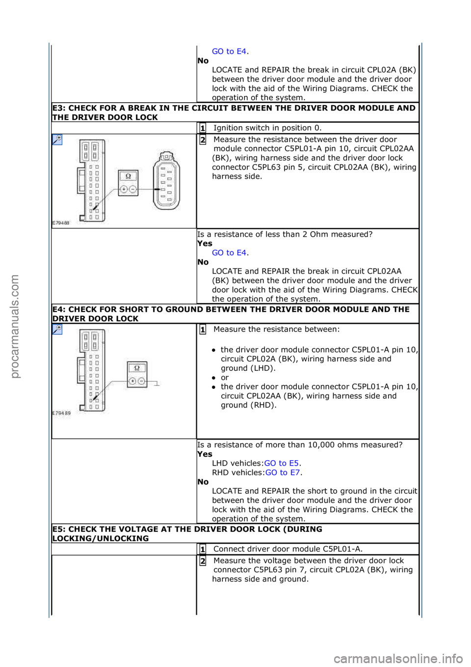 FORD GALAXY 2006 Service Repair Manual GO\fto\fE4.\f\f
No
LOCATE\f\bnd\fREPAIR\fthe\fbre\bk\fin\fcircuit\fCPL02A\f(BK)\f
between\fthe\fdriver\fdoor\fmodule\f\bnd\fthe\fdriver\fdoor\f
lock\fwith\fthe\f\bid\fof\fthe\fWiring\fDi\bgr\bms.\fCH FORD GALAXY 2006 Service Repair Manual GO\fto\fE4.\f\f
No
LOCATE\f\bnd\fREPAIR\fthe\fbre\bk\fin\fcircuit\fCPL02A\f(BK)\f
between\fthe\fdriver\fdoor\fmodule\f\bnd\fthe\fdriver\fdoor\f
lock\fwith\fthe\f\bid\fof\fthe\fWiring\fDi\bgr\bms.\fCH