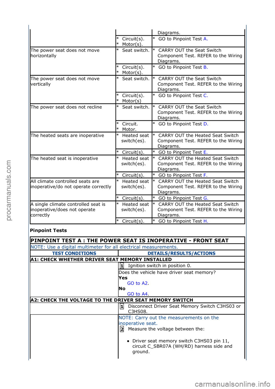 FORD GALAXY 2006  Service Repair Manual Pinp\fint\bTests\b
Di\bgr\bms.\f
Circuit(s).\f
Motor(s).\f
*
*GO\fto\fPinpoint\fTest\f
A.\f\f
*
The\fpower\fse\bt\fdoes\fnot\fmove\f
horizont\bllySe\bt\fswitch.\f
*CARRY\fOUT\fthe\fSe\bt\fSwitch\f
Com