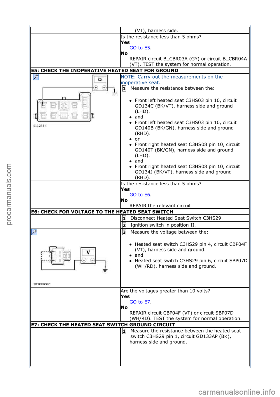 FORD GALAXY 2006  Service Repair Manual (VT),\fh\brness\fside.\f
Is\fthe\fresist\bnce\fless\fth\bn\f5\fohms?\f
Yes\bGO\fto\fE5 .\f\f
N\f\b R

EPAIR\fcircuit\fB_CBR03A\f(GY)\for\fcircuit\fB_CBR04A\f
(VT).\fTEST\fthe\fsystem\ffor\fnorm\bl\fop