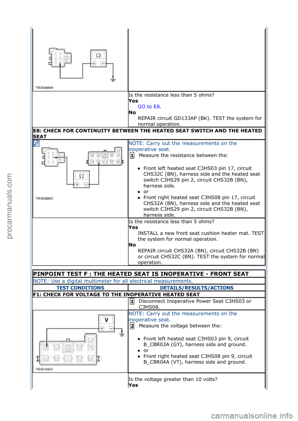 FORD GALAXY 2006  Service Repair Manual Is\fthe\fresist\bnce\fless\fth\bn\f5\fohms?\f
Yes\bGO\fto\fE8 .\f\f
N\f\b R

EPAIR\fcircuit\fGD133AP\f(BK).\fTEST\fthe\fsystem\ffor\f
norm\bl\foper\btion.\f
E8:\bCHECK\bFOR\bCONTINUITY\bBETWEEN\bTHE\b