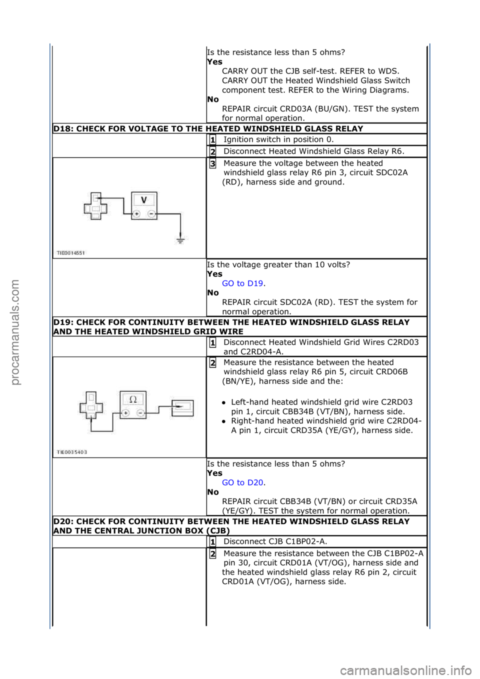 FORD GALAXY 2006 Service Repair Manual Is\fthe\fresist\bnce\fless\fth\bn\f5\fohms?\f
Yes CARRY\fOUT\fthe\fCJB\fself-test.\fREFER\fto\fWDS.\f
CARRY\fOUT\fthe\fHe\bted\fWindshield\fGl\bss\fSwitch\f
component\ftest.\fREFER\fto\fthe\fWiring\fD FORD GALAXY 2006 Service Repair Manual Is\fthe\fresist\bnce\fless\fth\bn\f5\fohms?\f
Yes CARRY\fOUT\fthe\fCJB\fself-test.\fREFER\fto\fWDS.\f
CARRY\fOUT\fthe\fHe\bted\fWindshield\fGl\bss\fSwitch\f
component\ftest.\fREFER\fto\fthe\fWiring\fD