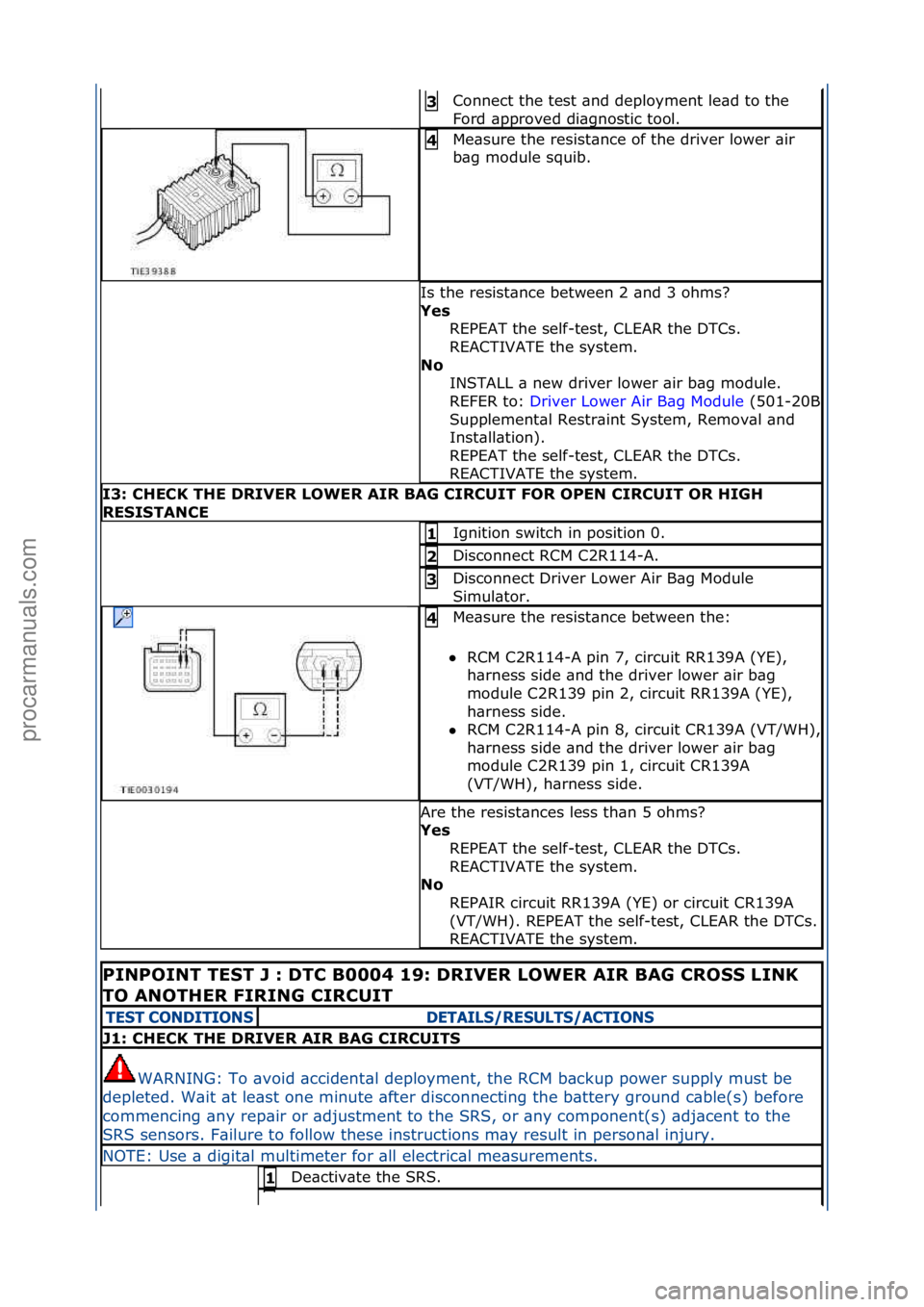 FORD GALAXY 2006  Service Repair Manual Connect\fthe\ftest\f\bnd\fdeployment\fle\bd\fto\fthe\f
Ford\f\bpproved\fdi\bgnostic\ftool.\f3 
Me\bsure\fthe\fresist\bnce\fof\fthe\fdriver\flower\f\bir\f
b\bg\fmodule\fsquib.\f4 
Is\fthe\fresist\bnce\