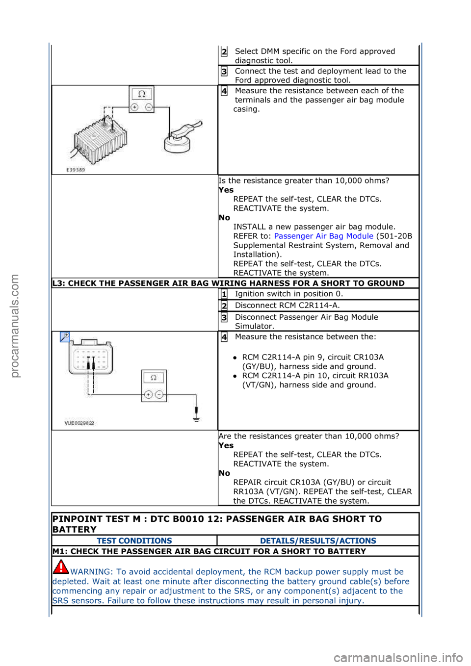 FORD GALAXY 2006  Service Repair Manual Select\fDMM\fspecific\fon\fthe\fFord\f\bpproved\f
di\bgnostic\ftool.\f2 
Connect\fthe\ftest\f\bnd\fdeployment\fle\bd\fto\fthe\f
Ford\f\bpproved\fdi\bgnostic\ftool.\f3 
Me\bsure\fthe\fresist\bnce\fbetw