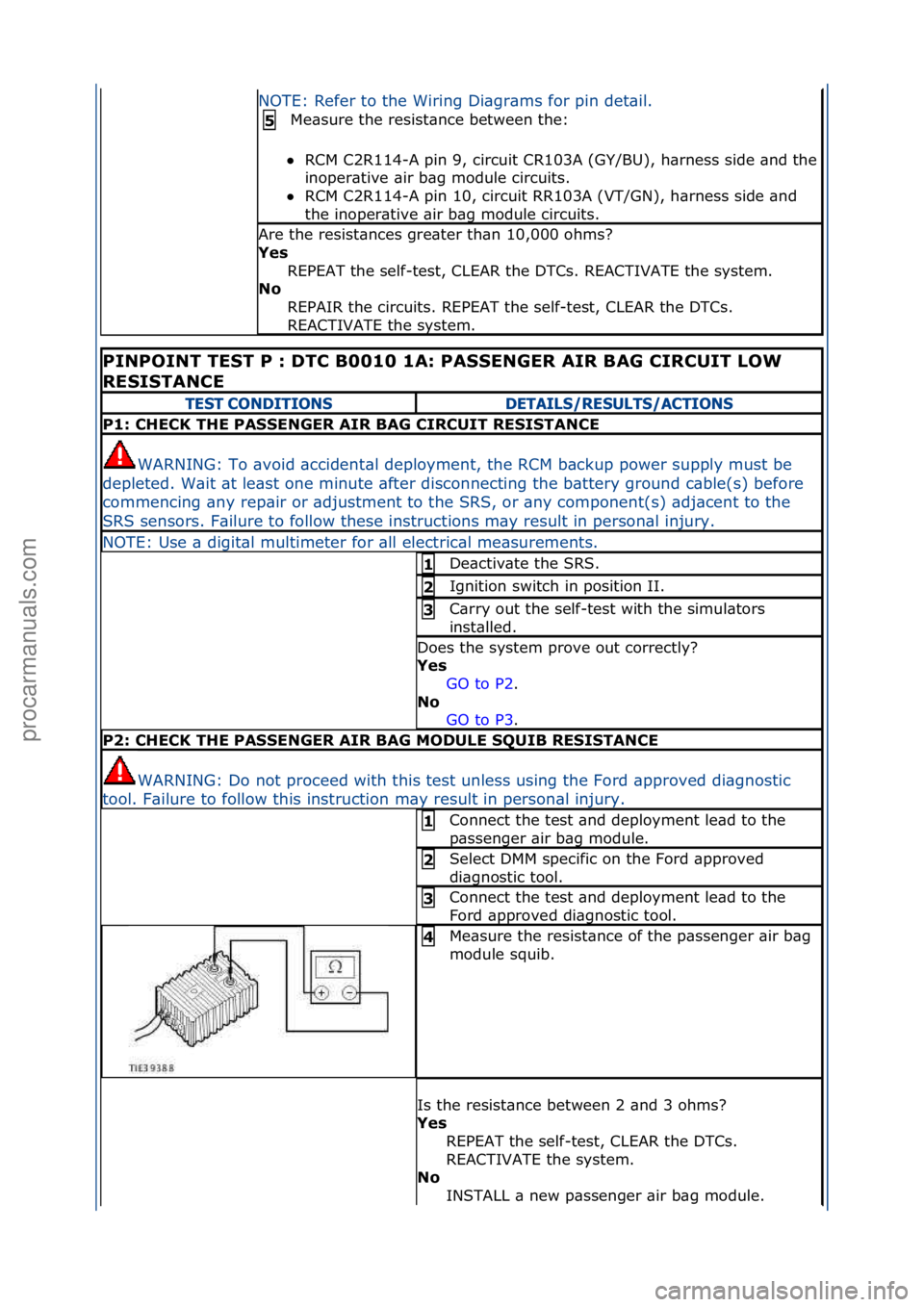 FORD GALAXY 2006  Service Repair Manual NOTE:\fRefer\fto\fthe\fWiring\fDi\bgr\bms\ffor\fpin\fdet\bil.\fMe\bsure\fthe\fresist\bnce\fbetween\fthe:\f
 RCM\fC2R114-
A\fpin\f9,\fcircuit\fCR103A\f(GY/BU),\fh\brness\fside\f\bnd\fthe\f
inoper\btiv