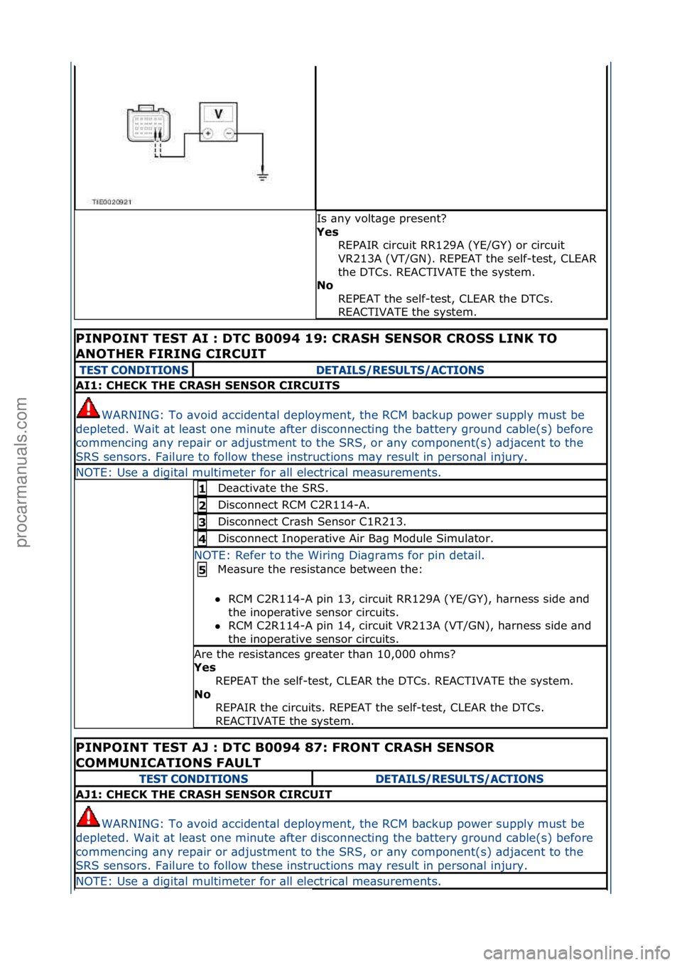 FORD GALAXY 2006 Service Repair Manual Is\f\bny\fvolt\bge\fpresent?\f
Ye\f REPAIR\fcircuit\fRR129A\f(YE/GY)\for\fcircuit\f
VR213A\f(VT/GN).\fREPEAT\fthe\fself-test,\fCLEAR\f
the\fDTCs.\fREACTIVATE\fthe\fsystem.\f\f
No REPEAT\fthe\fself-te FORD GALAXY 2006 Service Repair Manual Is\f\bny\fvolt\bge\fpresent?\f
Ye\f REPAIR\fcircuit\fRR129A\f(YE/GY)\for\fcircuit\f
VR213A\f(VT/GN).\fREPEAT\fthe\fself-test,\fCLEAR\f
the\fDTCs.\fREACTIVATE\fthe\fsystem.\f\f
No REPEAT\fthe\fself-te