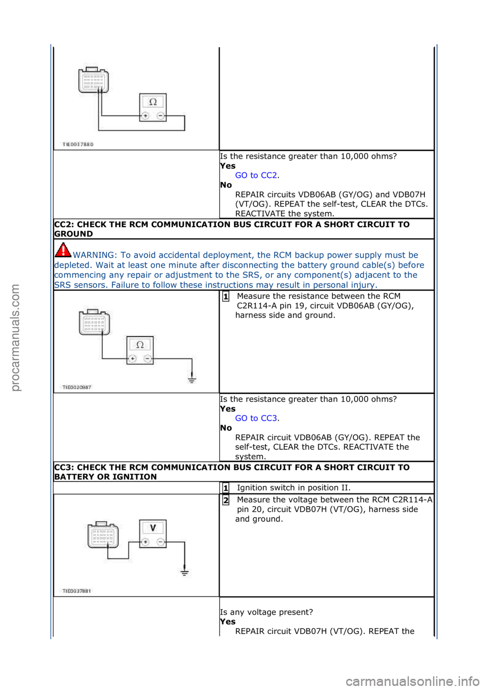 FORD GALAXY 2006 Service Repair Manual Is\fthe\fresist\bnce\fgre\bter\fth\bn\f10,000\fohms?\f
Ye\f GO\fto\fCC2 .\f\f
No
R
EPAIR\fcircuits\fVDB06AB\f(GY/OG)\f\bnd\fVDB07H\f
(VT/OG).\fREPEAT\fthe\fself-test,\fCLEAR\fthe\fDTCs.\f
REACTIVAT FORD GALAXY 2006 Service Repair Manual Is\fthe\fresist\bnce\fgre\bter\fth\bn\f10,000\fohms?\f
Ye\f GO\fto\fCC2 .\f\f
No
R
EPAIR\fcircuits\fVDB06AB\f(GY/OG)\f\bnd\fVDB07H\f
(VT/OG).\fREPEAT\fthe\fself-test,\fCLEAR\fthe\fDTCs.\f
REACTIVAT