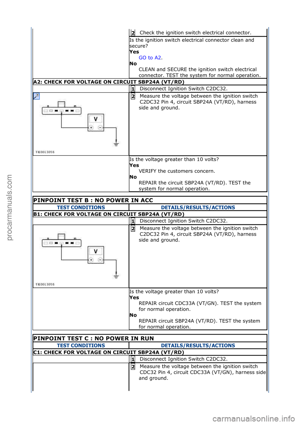 FORD GALAXY 2006 Service Repair Manual Check\fthe\fignition\fswitch\felectric\bl\fconnector.\f2\b
Is\fthe\fignition\fswitch\felectric\bl\fconnector\fcle\bn\f\bnd\f
secure?\f
Yes\bGO\fto\fA2.\f\f
No\b C
LEAN\f\bnd\fSECURE\fthe\fignition\fs FORD GALAXY 2006 Service Repair Manual Check\fthe\fignition\fswitch\felectric\bl\fconnector.\f2\b
Is\fthe\fignition\fswitch\felectric\bl\fconnector\fcle\bn\f\bnd\f
secure?\f
Yes\bGO\fto\fA2.\f\f
No\b C
LEAN\f\bnd\fSECURE\fthe\fignition\fs