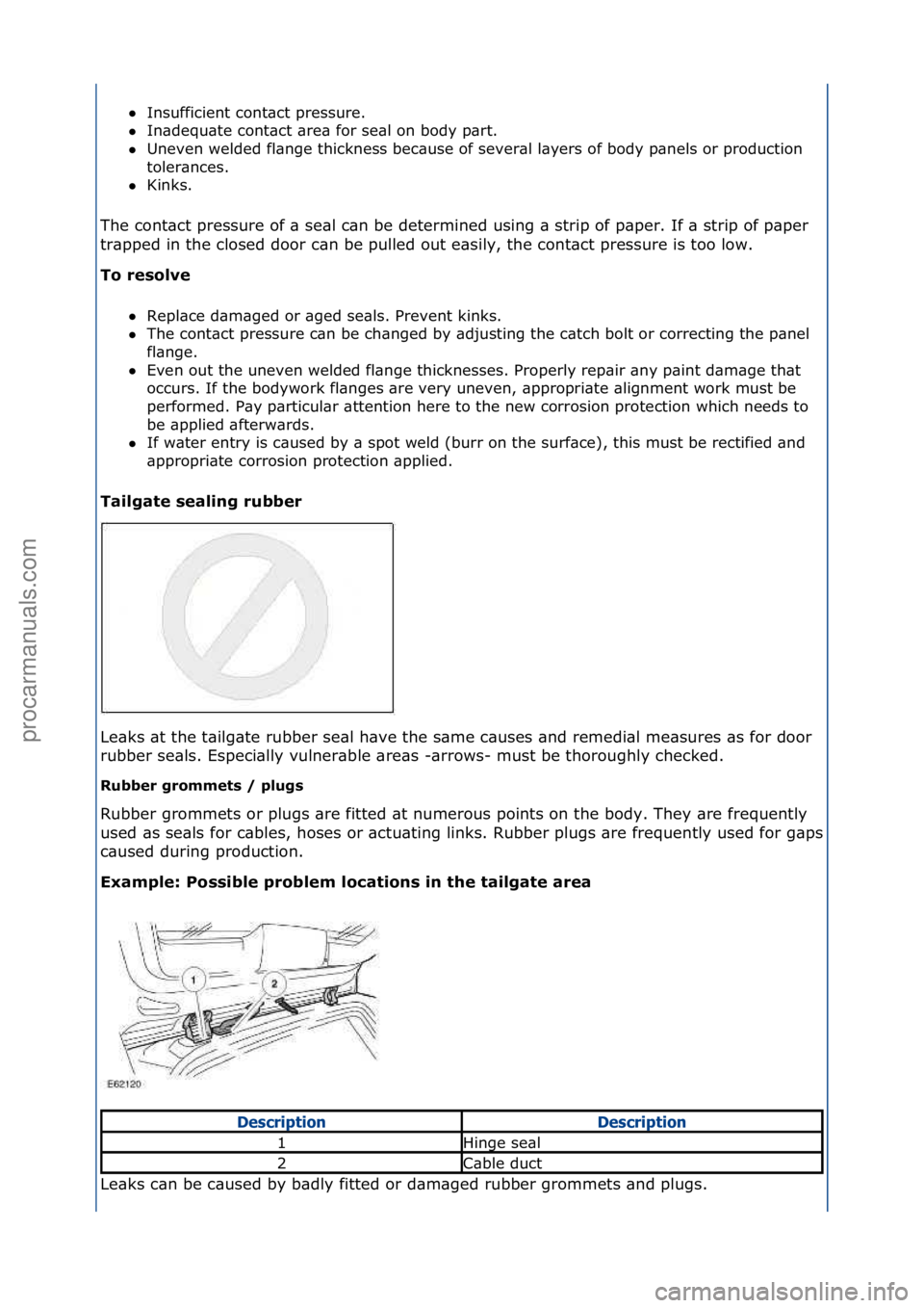 FORD GALAXY 2006  Service Repair Manual Insufficient\fcont\bct\fpressure.\f\f
 In\bdequ\bte\fcont\bct\f\bre\b\ffor\fse\bl\fon\fbody\fp\brt.\f\f
 Uneven\fwelded\ffl\bnge\fthickness\fbec\buse\fof\fsever\bl\fl\byers\fof\fbody\fp\bnels\for\f