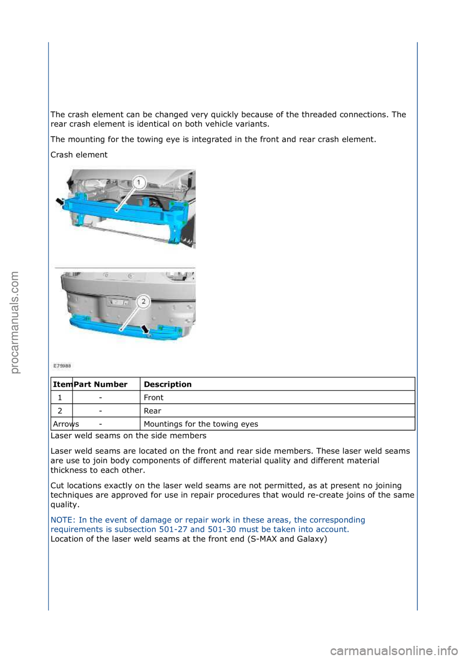 FORD GALAXY 2006  Service Repair Manual The\fcr\bsh\felement\fc\bn\fbe\fch\bnged\fvery\fquickly\fbec\buse\fof\fthe\fthre\bded\fconnections.\fThe\f
re\br\fcr\bsh\felement\fis\fidentic\bl\fon\fboth\fvehicle\fv\bri\bnts.\f
The\fmounting\ffor\f