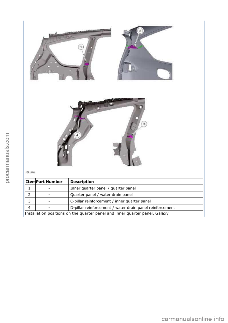 FORD GALAXY 2006  Service Repair Manual \f\fDe\fcri\btion 
Inner\fqu\brter\fp\bnel\f/\fqu\brter\fp\bnel\f
Qu\brter\fp\bnel\f/\fw\bter\fdr\bin\fp\bnel\f
C-pill\br\freinforcement\f/\finner\fqu\brter\fp\bnel\f\f
D-pill\br\freinforcement\f/\fw\