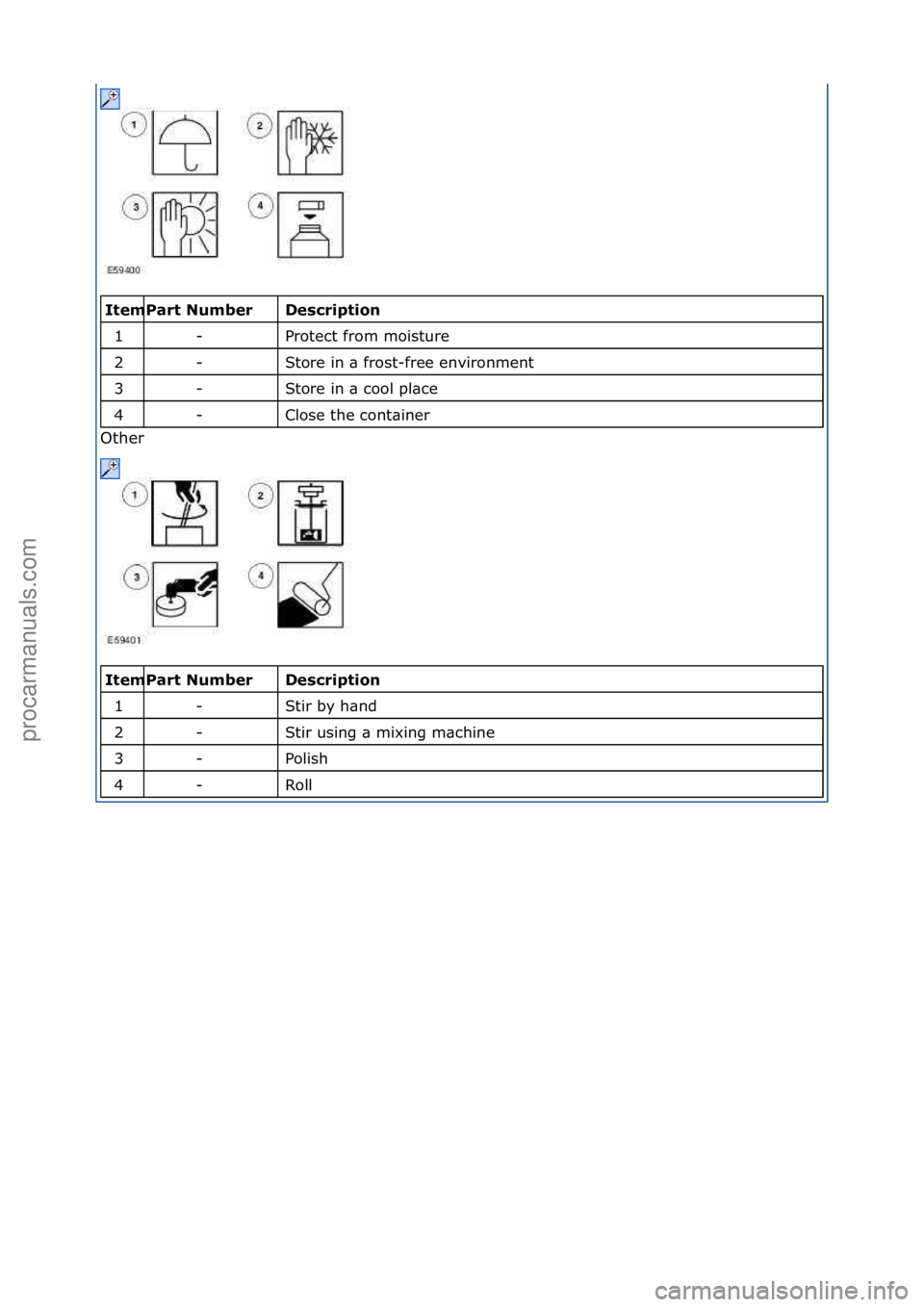 FORD GALAXY 2006  Service Repair Manual \f\fDescription 
Protect\ffrom\fmoisture\f
Store\fin\f\b\ffrost-free\fenvironment\f
Store\fin\f\b\fcool\fpl\bce\f
Close\fthe\fcont\biner\f
Other\f
\f\f
Description 
Stir\fby\fh\bnd\f\f
Stir\fusing\f\b