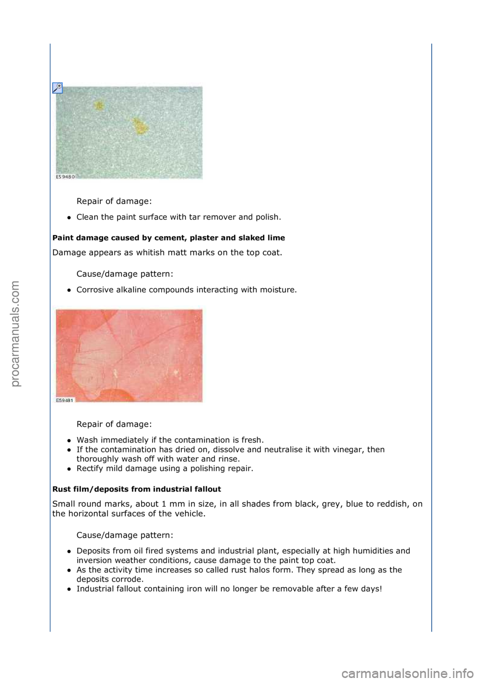 FORD GALAXY 2006  Service Repair Manual Rep\bir\fof\fd\bm\bge:\f
 Cle\bn\fthe\fp\bint\fsurf\bce\fwith\ft\br\fremover\f\bnd\fpolish.\f
Paint damage caused by cement, plaster and slaked lime 
D\bm\bge\f\bppe\brs\f\bs\fwhitish\fm\btt\fm\brks\
