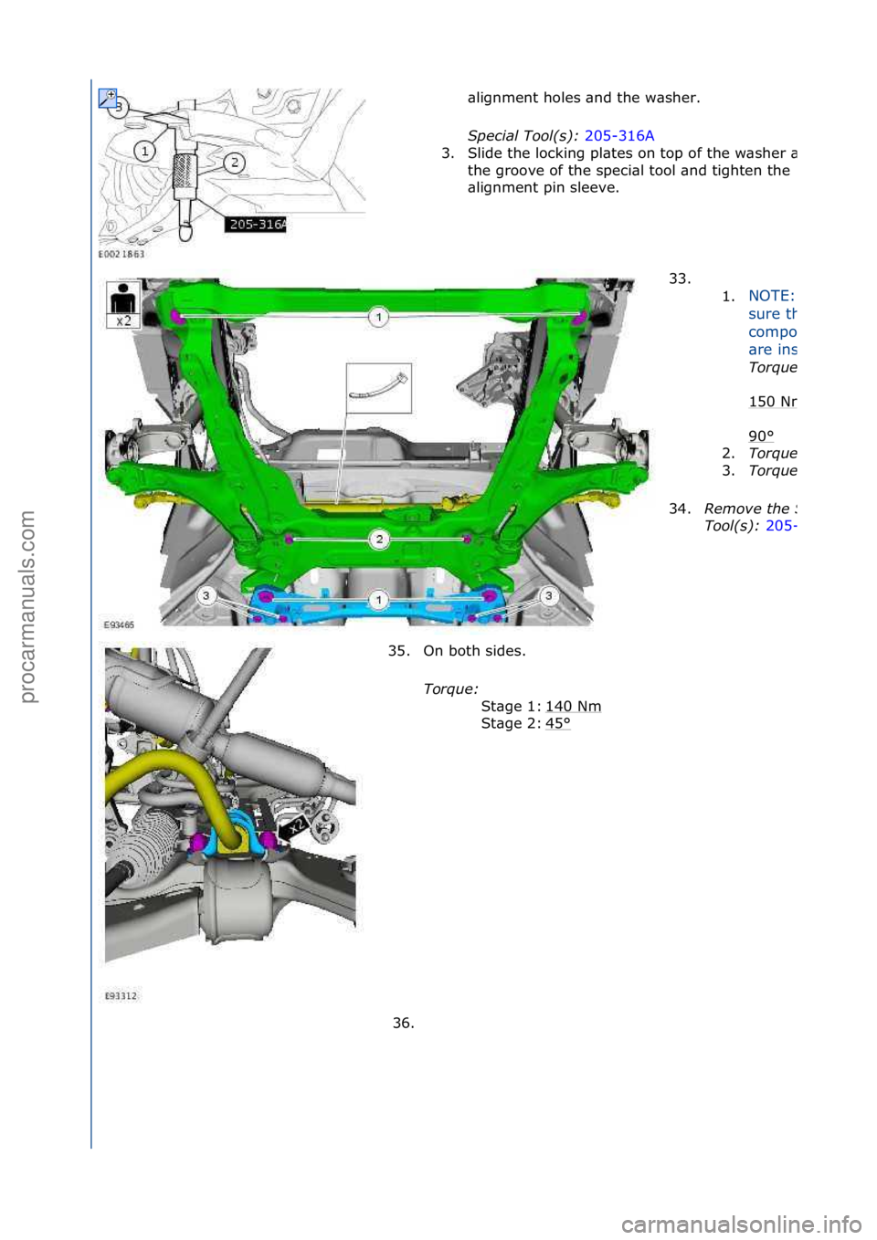 FORD GALAXY 2006  Service Repair Manual \blignment\fholes\f\bnd\fthe\fw\bsher.\f\f
Spe\fial Tool(s): 205-316A\f
3.
Slide\fthe\flocking\fpl\btes\fon\ftop\fof\fthe\fw\bsher\f\bnd\finto\f
the\fgroove\fof\fthe\fspeci\bl\ftool\f\bnd\ftighten\fth