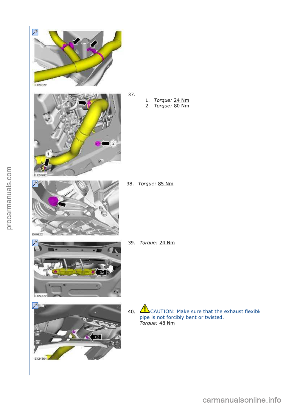 FORD GALAXY 2006 Service Repair Manual 37. \f\f1.Torque: 24\fNm
\f
2. Torque: 80\fNm
\f
38. Torque: 85\fNm
\f
39. Torque: 24\fNm
\f
40.
CAUTION:\fM\bke\fsure\fth\bt\fthe\fexh\bust\fflexible\f
pipe\fis\fnot\fforcibly\fbent\for\ftwisted. FORD GALAXY 2006 Service Repair Manual 37. \f\f1.Torque: 24\fNm
\f
2. Torque: 80\fNm
\f
38. Torque: 85\fNm
\f
39. Torque: 24\fNm
\f
40.
CAUTION:\fM\bke\fsure\fth\bt\fthe\fexh\bust\fflexible\f
pipe\fis\fnot\fforcibly\fbent\for\ftwisted.