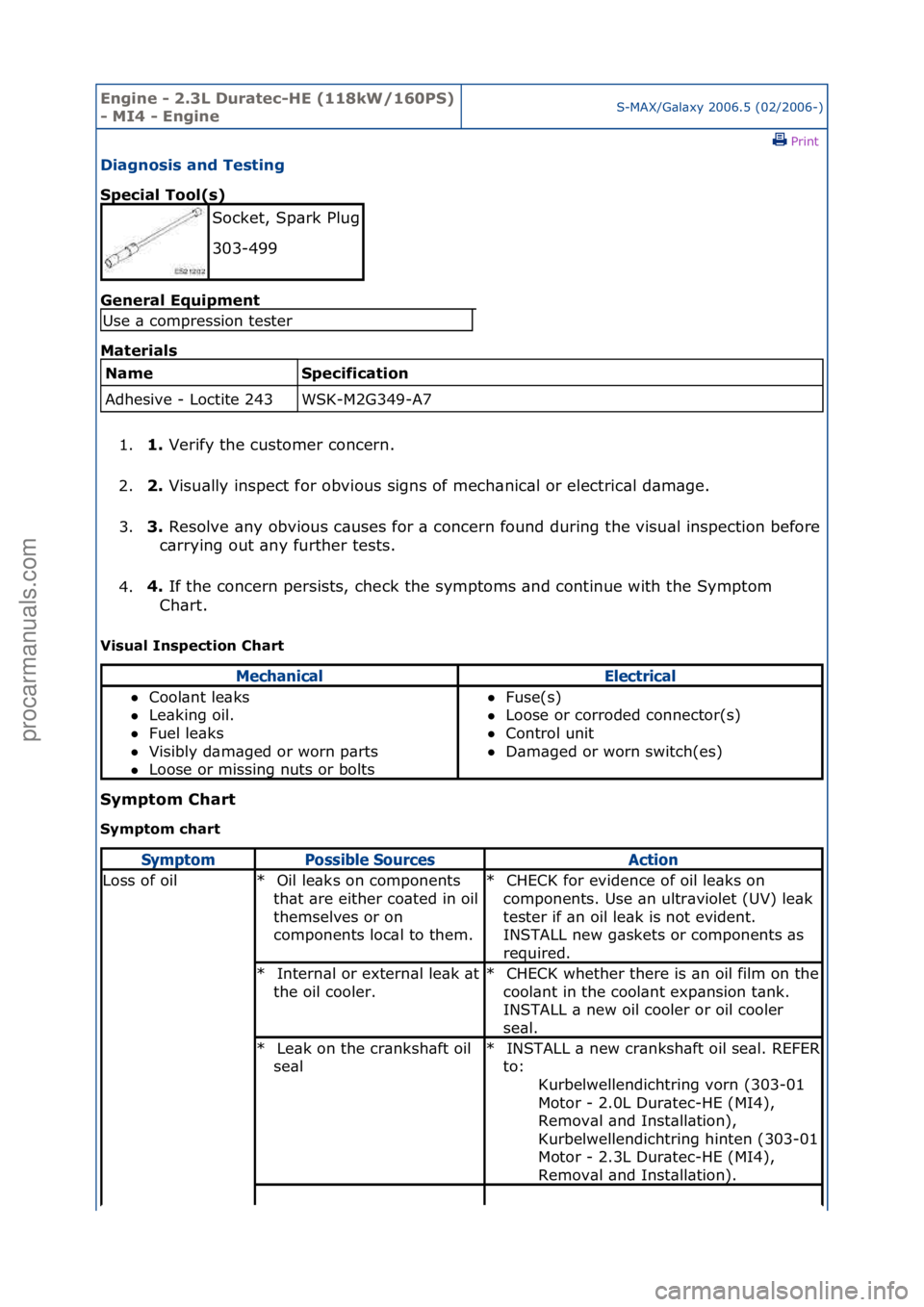FORD GALAXY 2006 Service Repair Manual Engine - \b.3L \furatec-HE (118kW/160PS)
- MI4 - EngineS-MAX/G\bl\bxy\f2006.5\f(02/2006-)\fPrint \f
\fiagnosis and Testing
Special Tool(s)
Gen
eral Equipment
Materials
Specification
WSK-M2G349- FORD GALAXY 2006 Service Repair Manual Engine - \b.3L \furatec-HE (118kW/160PS)
- MI4 - EngineS-MAX/G\bl\bxy\f2006.5\f(02/2006-)\fPrint \f
\fiagnosis and Testing
Special Tool(s)
Gen
eral Equipment
Materials
Specification
WSK-M2G349-