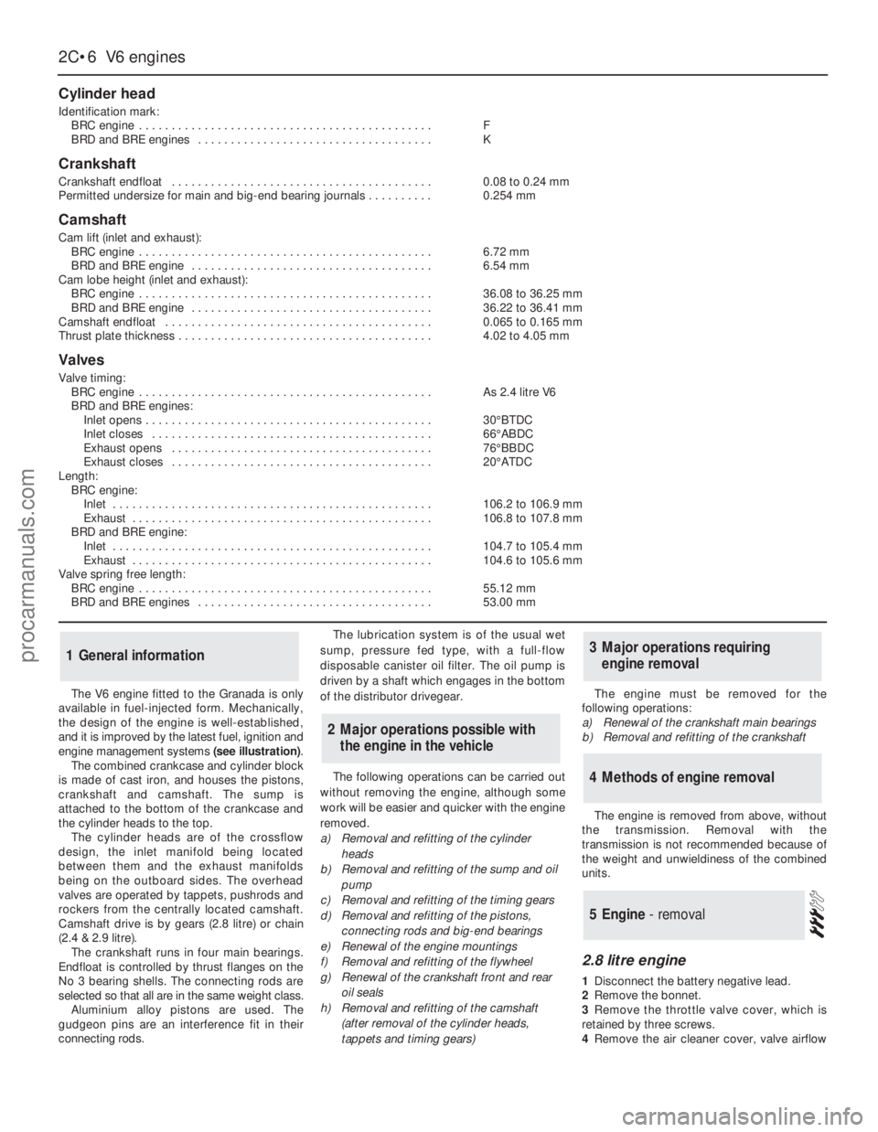 FORD GRANADA 1985  Service Manual PDF The V6 engine fitted to the Granada is only
available in fuel-injected form. Mechanically,
the design of the engine is well-established,
and it is improved by the latest fuel, ignition and
engine mana