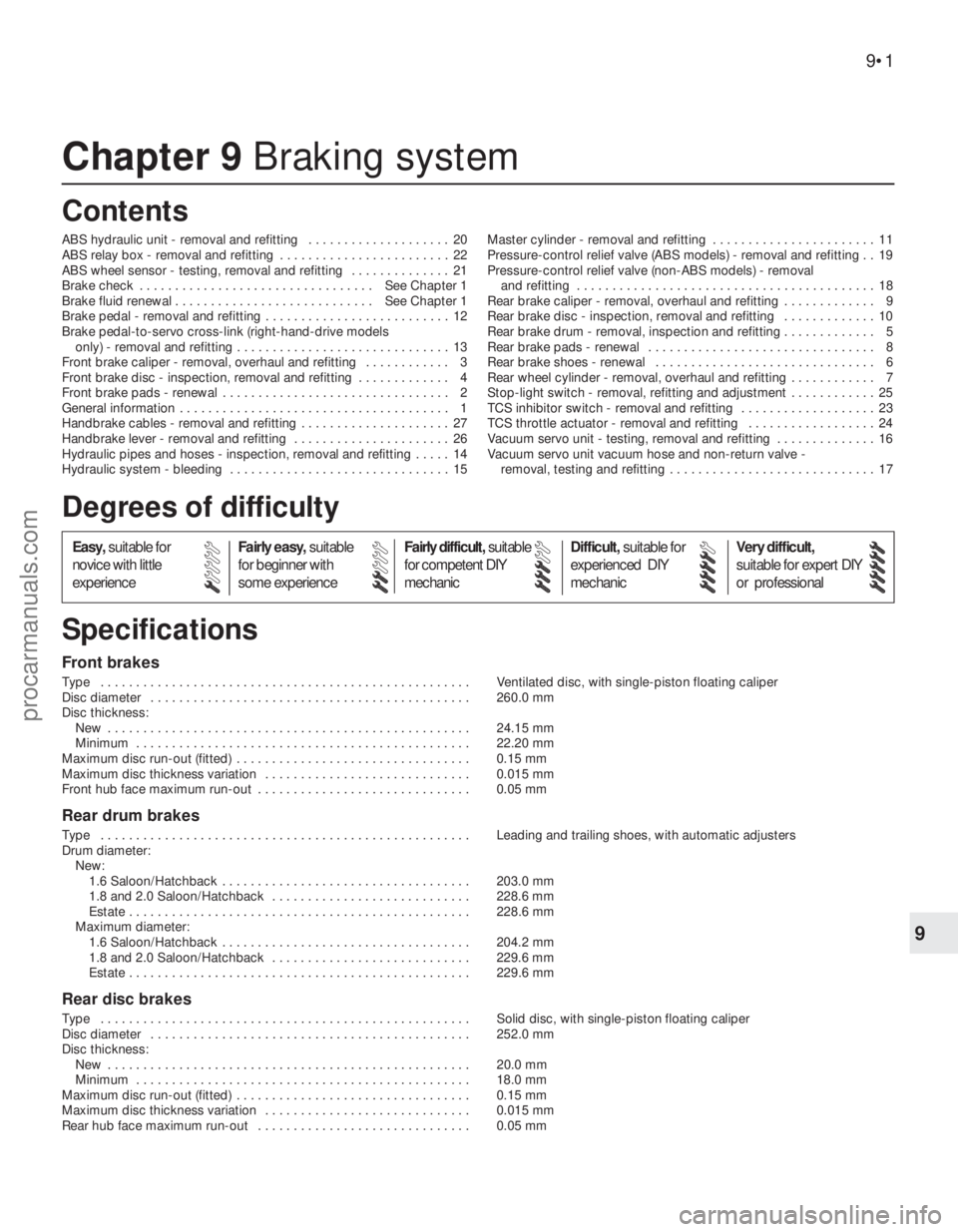 FORD MONDEO 1993  Service Repair Manual Chapter 9 Braking system
ABS hydraulic unit - removal and refitting  . . . . . . . . . . . . . . . . . . . . 20
ABS relay box - removal and refitting  . . . . . . . . . . . . . . . . . . . . . . . . 2