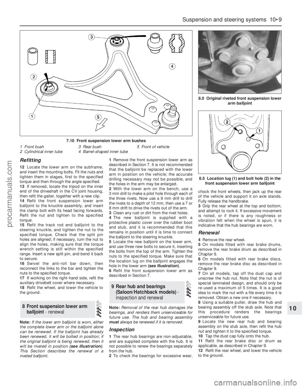 FORD MONDEO 1993 Service Repair Manual Refitting
12Locate the lower arm on the subframe,
and insert the mounting bolts. Fit the nuts and
tighten them in stages, first to the specified
torque and then through the angle specified.
13If remov FORD MONDEO 1993 Service Repair Manual Refitting
12Locate the lower arm on the subframe,
and insert the mounting bolts. Fit the nuts and
tighten them in stages, first to the specified
torque and then through the angle specified.
13If remov
