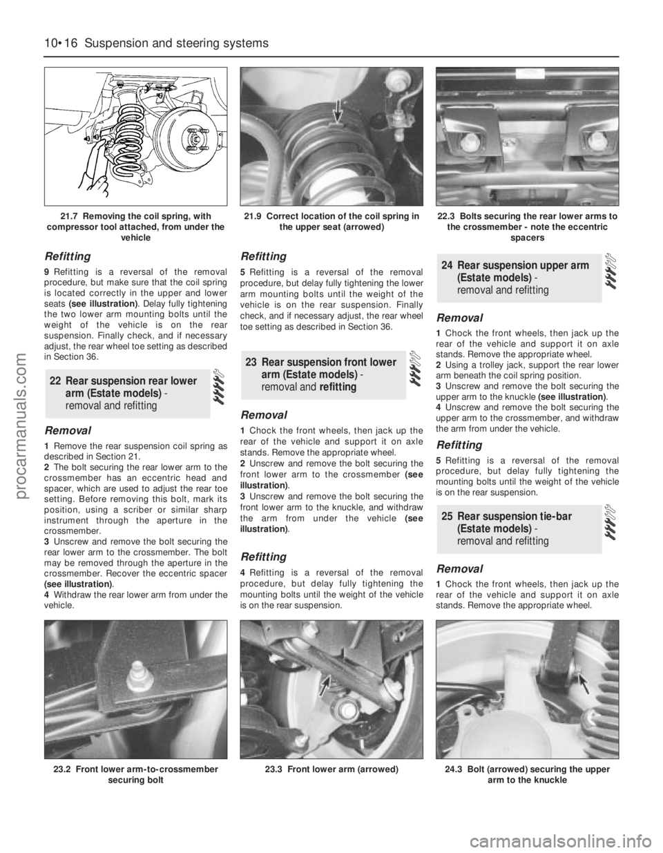 FORD MONDEO 1993 Service Repair Manual Refitting
9Refitting is a reversal of the removal
procedure, but make sure that the coil spring
is located correctly in the upper and lower
seats (see illustration). Delay fully tightening
the two low FORD MONDEO 1993 Service Repair Manual Refitting
9Refitting is a reversal of the removal
procedure, but make sure that the coil spring
is located correctly in the upper and lower
seats (see illustration). Delay fully tightening
the two low