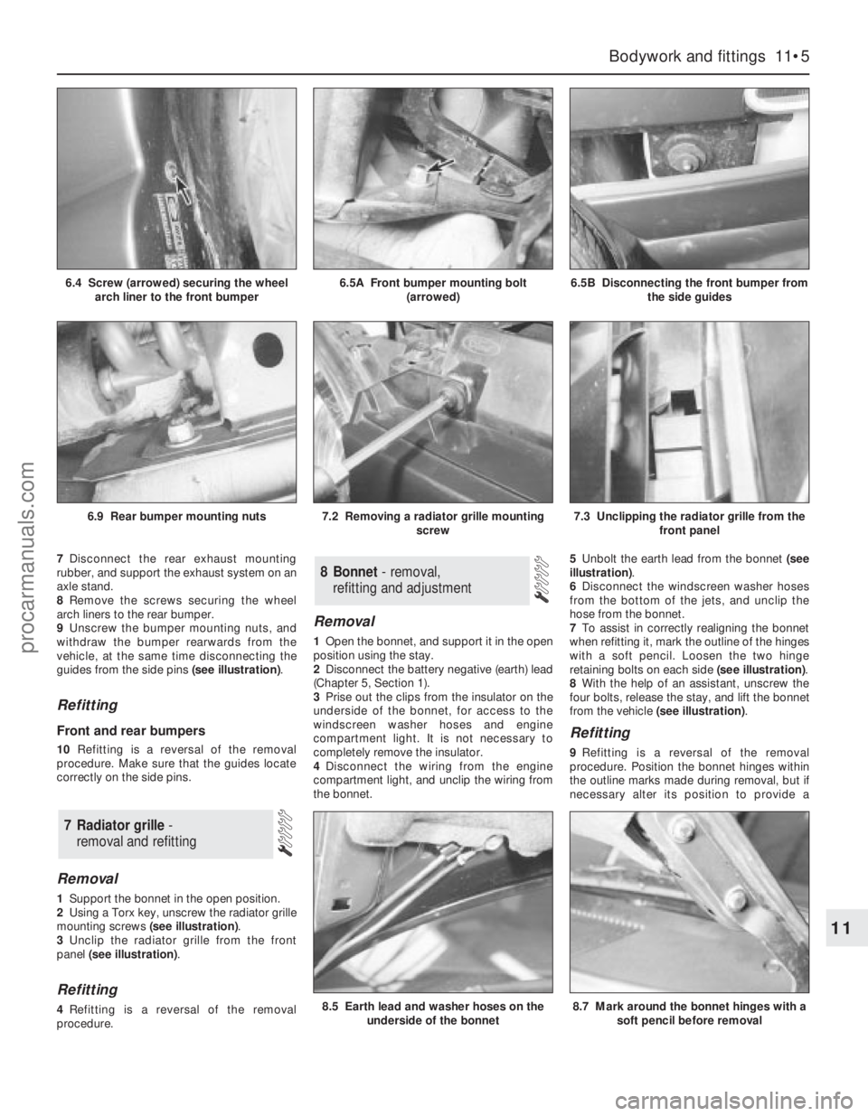FORD MONDEO 1993  Service Repair Manual 7Disconnect the rear exhaust mounting
rubber, and support the exhaust system on an
axle stand.
8Remove the screws securing the wheel
arch liners to the rear bumper.
9Unscrew the bumper mounting nuts, 
