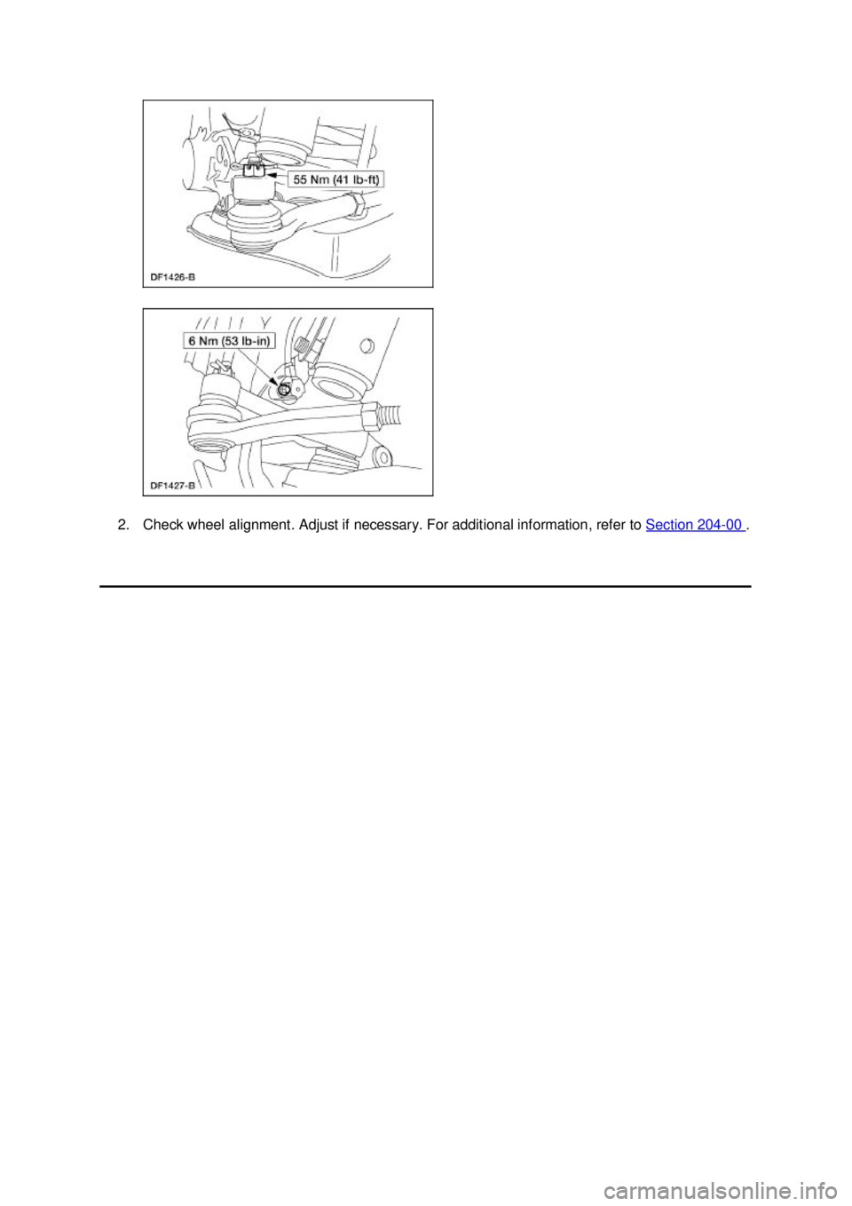 FORD MUSTANG 2003 User Guide 2. Check wheel alignment. Adjust if necessary. For additional information, refer to Section 204 - 00  . Klj .  5 ba
  52003 Mustang Workshop Manual
17. 11. 2011file:///C:/Ford/2000 - 2004/tsocach