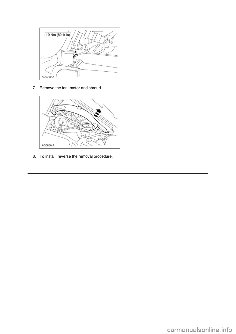 FORD MUSTANG 2003  Workshop Manual 7. Remove the fan, motor and shroud. 
8. To install, reverse the removal procedure.  Klj .  2 ba
  22003 Mustang Workshop Manual
18. 11. 2011file:///C:/Ford/2000 - 2004/tsocache/SHEF_4464/S3B~us~