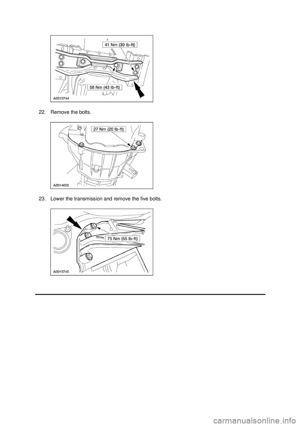 FORD MUSTANG 2003  Workshop Manual 22. Remove the bolts. 
23. Lower the transmission and remove the five bolts.  Klj .  5 ba
  62003 Mustang Workshop Manual
18. 11. 2011file:///C:/Ford/2000 - 2004/tsocache/SHEF_2308/S3B~us~en~ ...