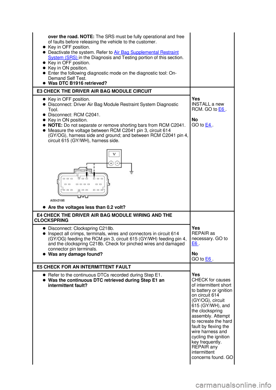 FORD MUSTANG 2003  Workshop Manual over the road. NOTE: 
The SRS must be fully operational and free 
of faults before releasing the vehicle to the customer. 
�z Key in OFF position. 
�z Deactivate the system. Refer to  Air Bag Suppleme