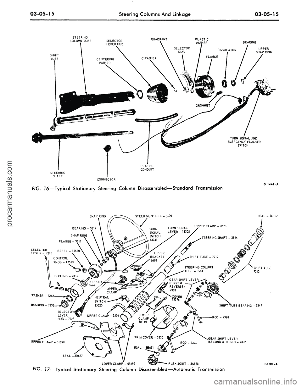 FORD MUSTANG 1969 Volume One Chassis
03-05-15
Steering Columns And Linkage
03-05-15
SHIFT
TUBE
STEERING
COLUMN
TUBE
SELECTOR
I
LEVER
HUB
\
CENTERING
I
WASHER
QUADRANT
BEARING
UPPER
SNAP RING
TURN SIGNAL AND
EMERGENC FORD MUSTANG 1969 Volume One Chassis
03-05-15
Steering Columns And Linkage
03-05-15
SHIFT
TUBE
STEERING
COLUMN
TUBE
SELECTOR
I
LEVER
HUB
\
CENTERING
I
WASHER
QUADRANT
BEARING
UPPER
SNAP RING
TURN SIGNAL AND
EMERGENC