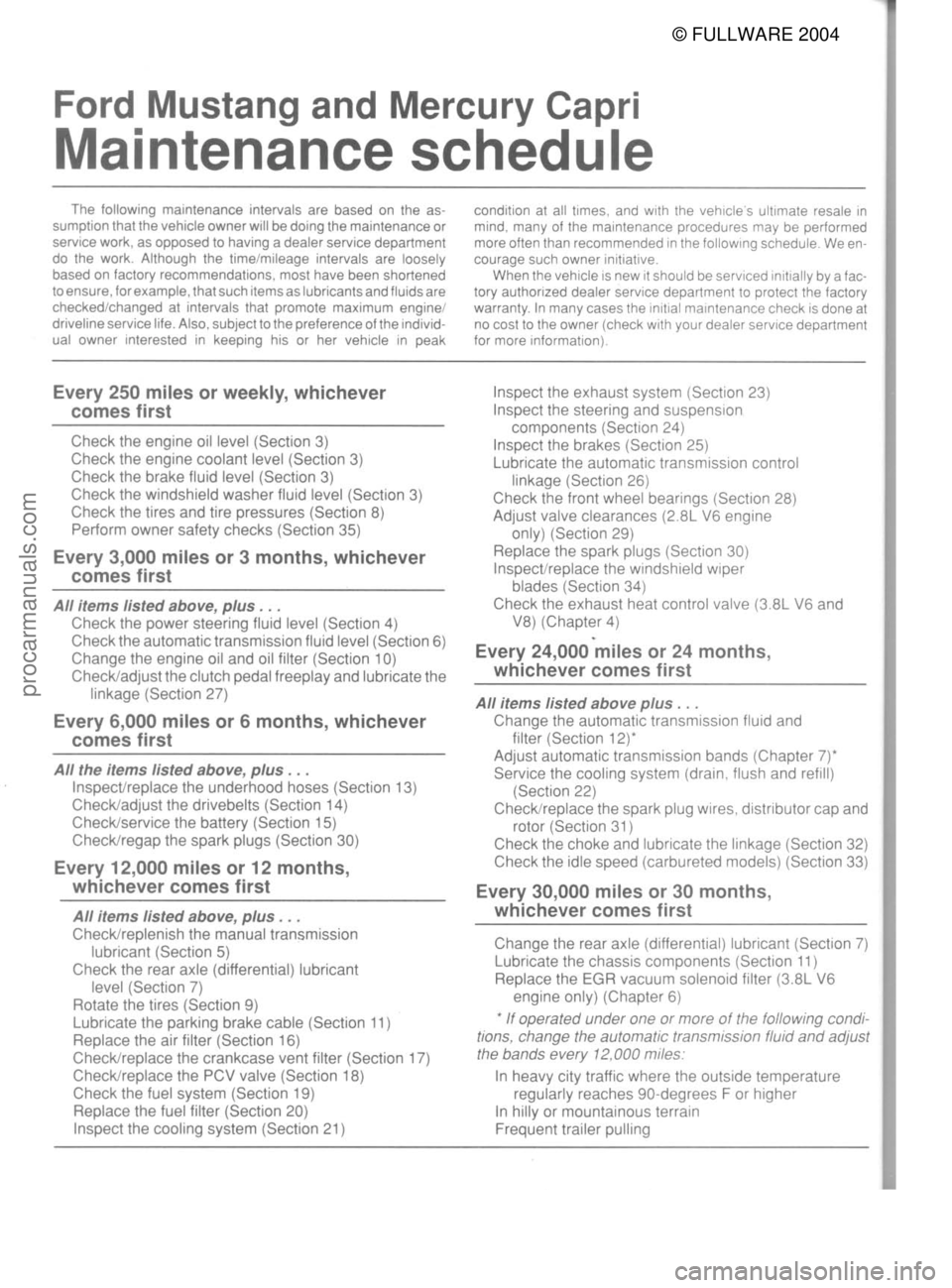 FORD MUSTANG 1979  Service Owners Guide © FULLWARE 2004procarmanuals.com 