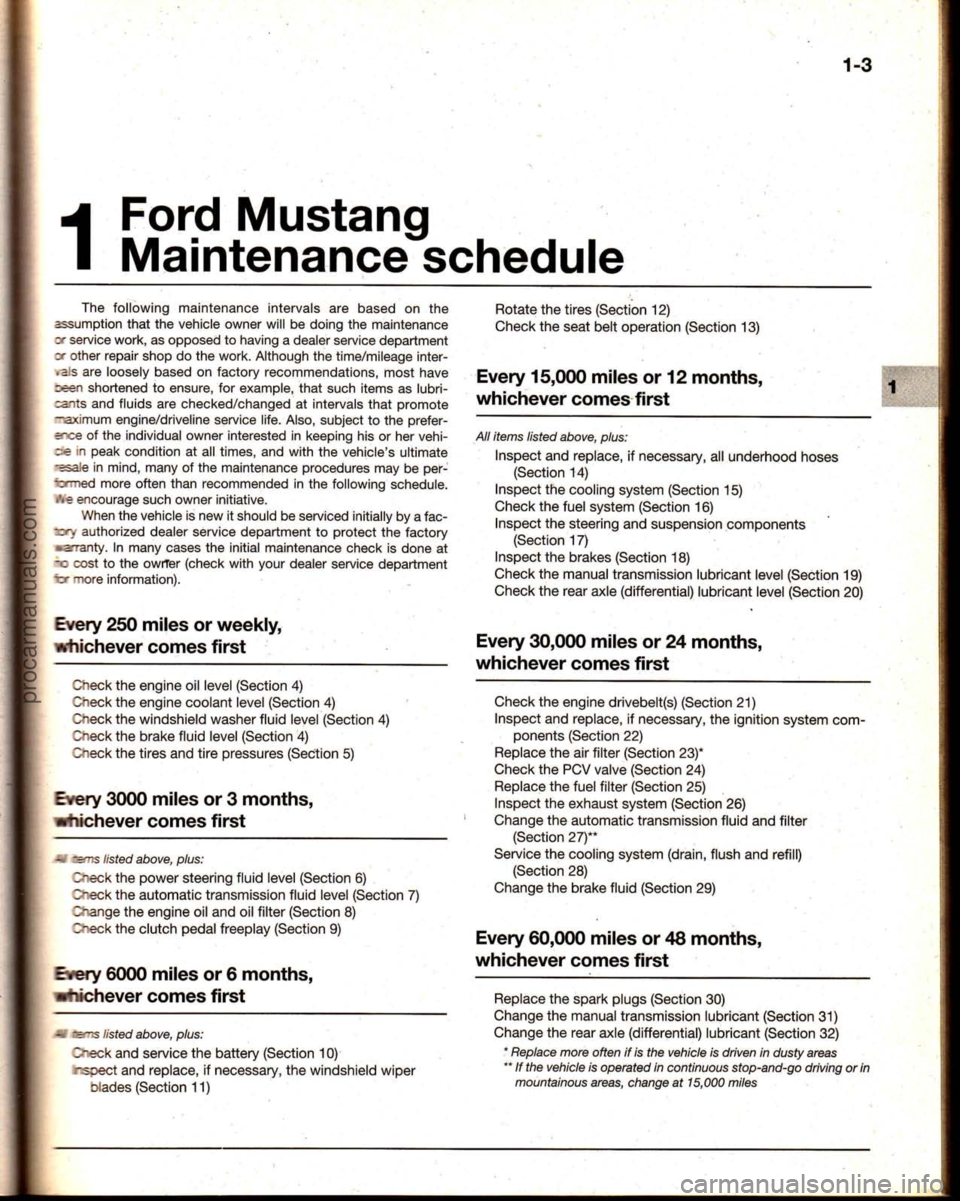 FORD MUSTANG 1994  Service Owners Guide procarmanuals.com 