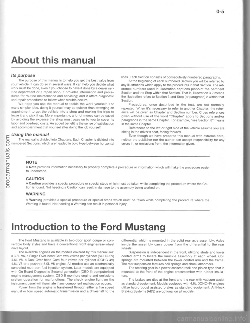 FORD MUSTANG 1994  Service Repair Manual procarmanuals.com 