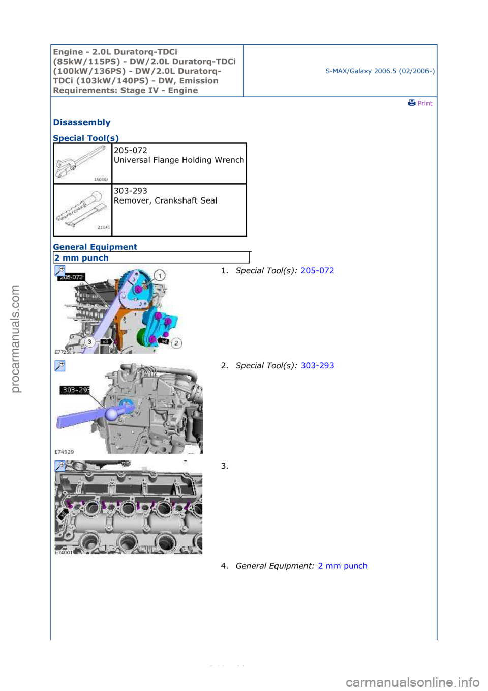 FORD S-MAX 2006  Service Repair Manual Engine - \b.0L \furatorq-T\fCi 
(85kW/115PS) - \fW/\b.0L \furatorq-T\fCi 
(100kW/136PS) - \fW/\b.0L \furatorq-
T\fCi (103kW/140PS) - \fW, Emission 
Requirements: Stage IV - Engine
S-MAX/G\bl\bxy\f2006