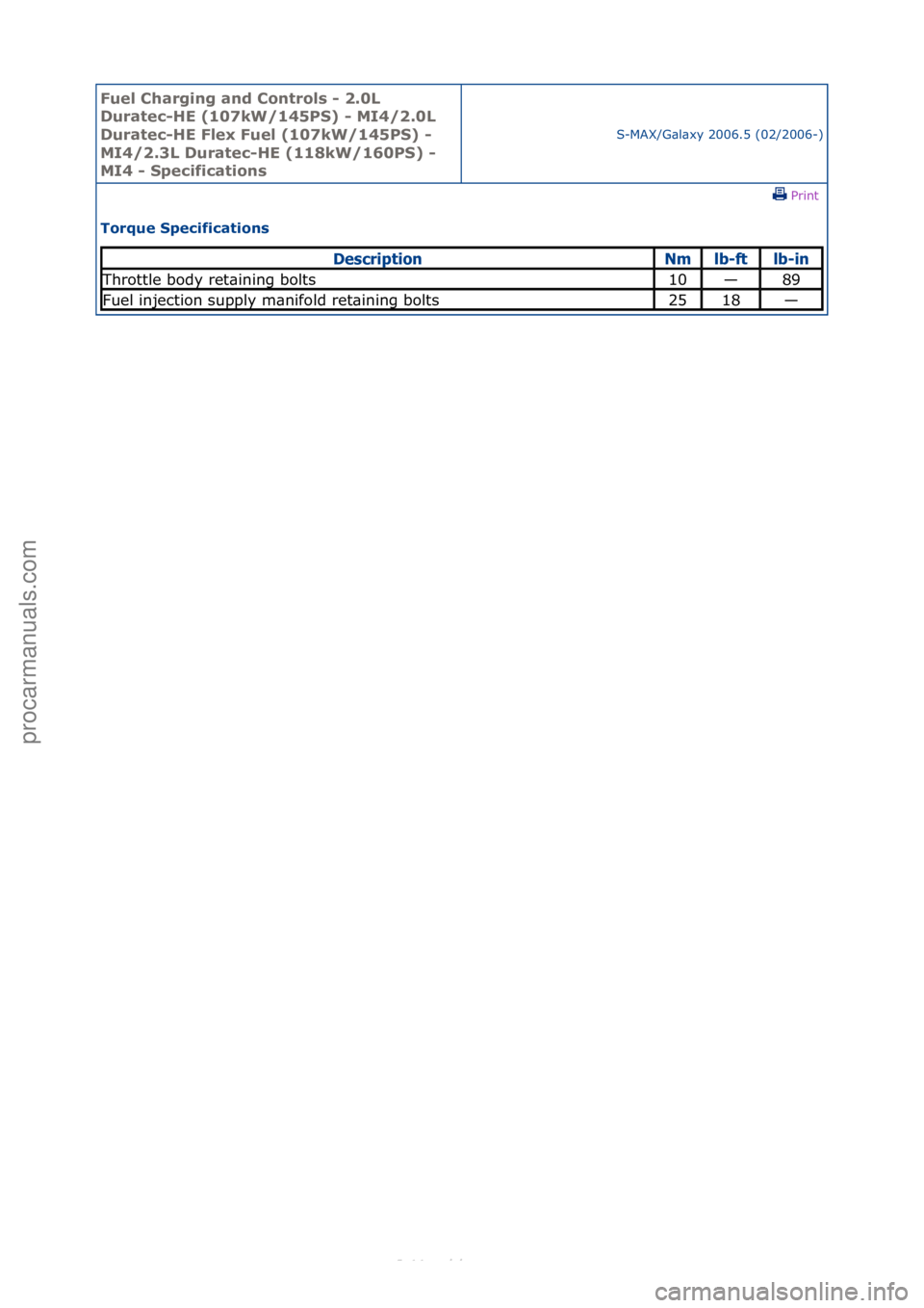 FORD S-MAX 2006  Service Repair Manual Fuel Ch\brgi\fg \b\fd Co\ftrols - 2.0L 
Dur\btec-HE (107kW/145PS) - MI4/2.0L 
Dur\btec-HE Flex Fuel (107kW/145PS) - 
MI4/2.3L Dur\btec-HE (118kW/160PS) - 
MI4 - Specific\btio\fs
S-MAX/G\bl\bxy\f2006.5