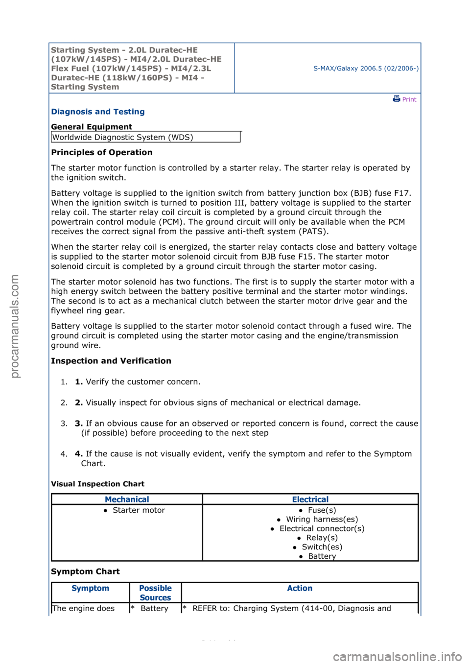 FORD S-MAX 2006  Service Repair Manual Starting\bSyste\f\b-\b2.0L\bDuratec-HE\b
(107kW/145PS)\b-\bMI4/2.0L\bDuratec-HE\b
Flex\bFuel\b(107kW/145PS)\b-\bMI4/2.3L\b
Duratec-HE\b(118kW/160PS)\b-\bMI4\b-\b
Starting\bSyste\f
S-MAX/G\bl\bxy\f2006