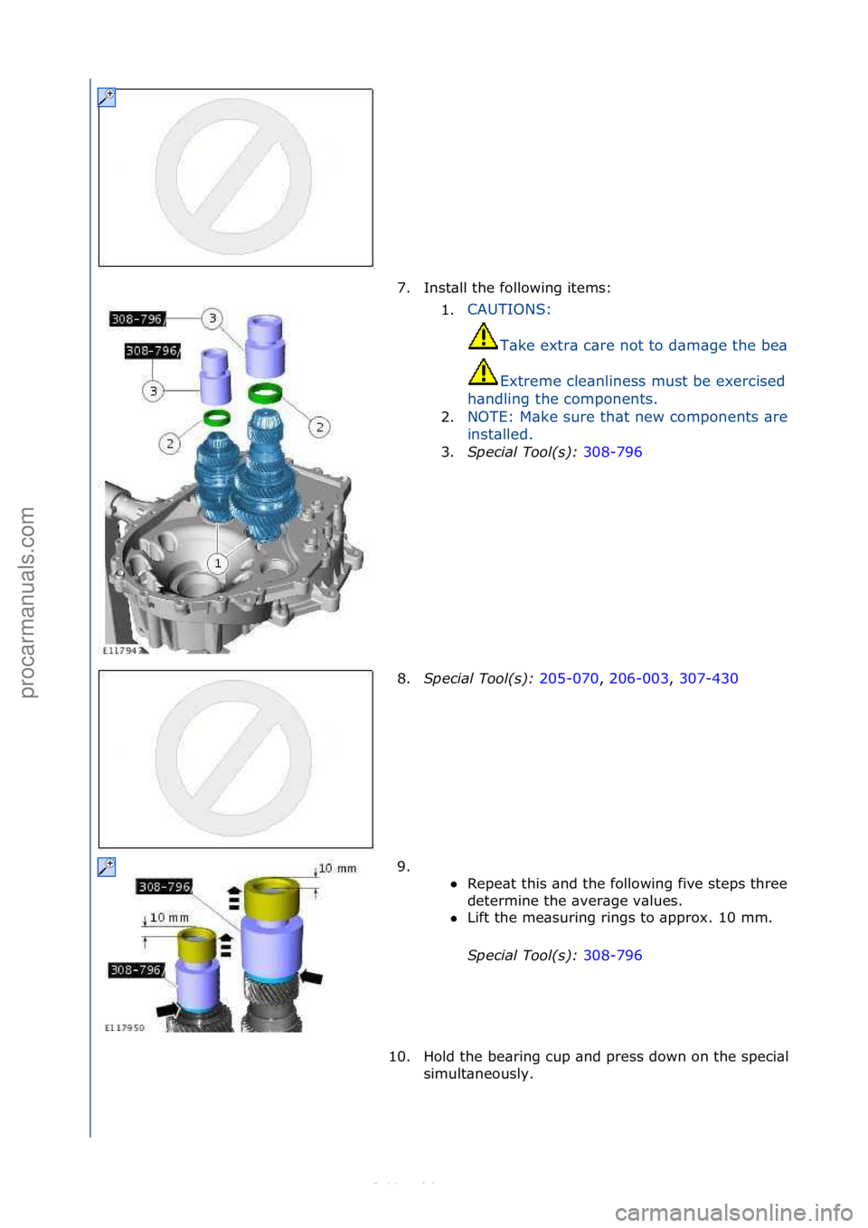 FORD S-MAX 2006  Service Repair Manual 7. Inst\bll\fthe\ffollowing\fitems:\f1.CAUTIONS:\f
T\bke\fextr\b\fc\bre\fnot\fto\fd\bm\bge\fthe\fbe\bring.
Extreme\fcle\bnliness\fmust\fbe\fexercised\fwhen\f
h\bndling\fthe\fcomponents.\f
2.
NOTE:\fM\