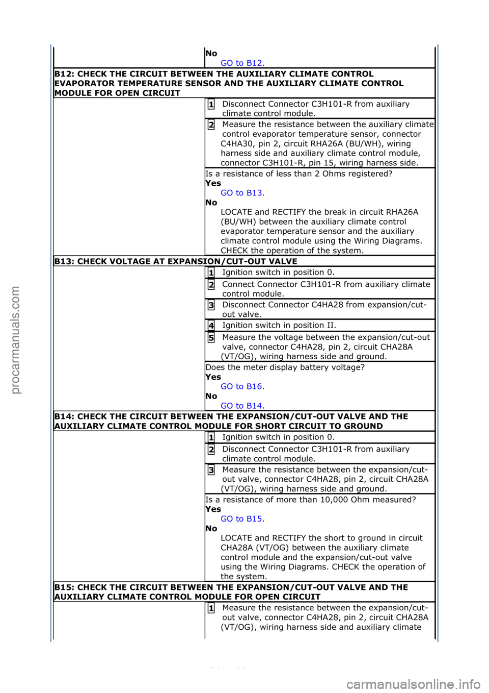 FORD S-MAX 2006 Service Repair Manual No\bGO\fto\fB12.\f\f
B12:\bCHECK\bTHE\bCIRCUIT\bBETWEEN\bTHE\bAUXILIARY\bCLIMATE\bCONTROL\b
EVAPORATOR\bTEMPERATURE\b\fEN\fOR\bAND\bTHE\bAUXILIARY\bCLIMATE\bCONTROL\b
MODULE\bFOR\bOPEN\bCIRCUIT
Discon FORD S-MAX 2006 Service Repair Manual No\bGO\fto\fB12.\f\f
B12:\bCHECK\bTHE\bCIRCUIT\bBETWEEN\bTHE\bAUXILIARY\bCLIMATE\bCONTROL\b
EVAPORATOR\bTEMPERATURE\b\fEN\fOR\bAND\bTHE\bAUXILIARY\bCLIMATE\bCONTROL\b
MODULE\bFOR\bOPEN\bCIRCUIT
Discon